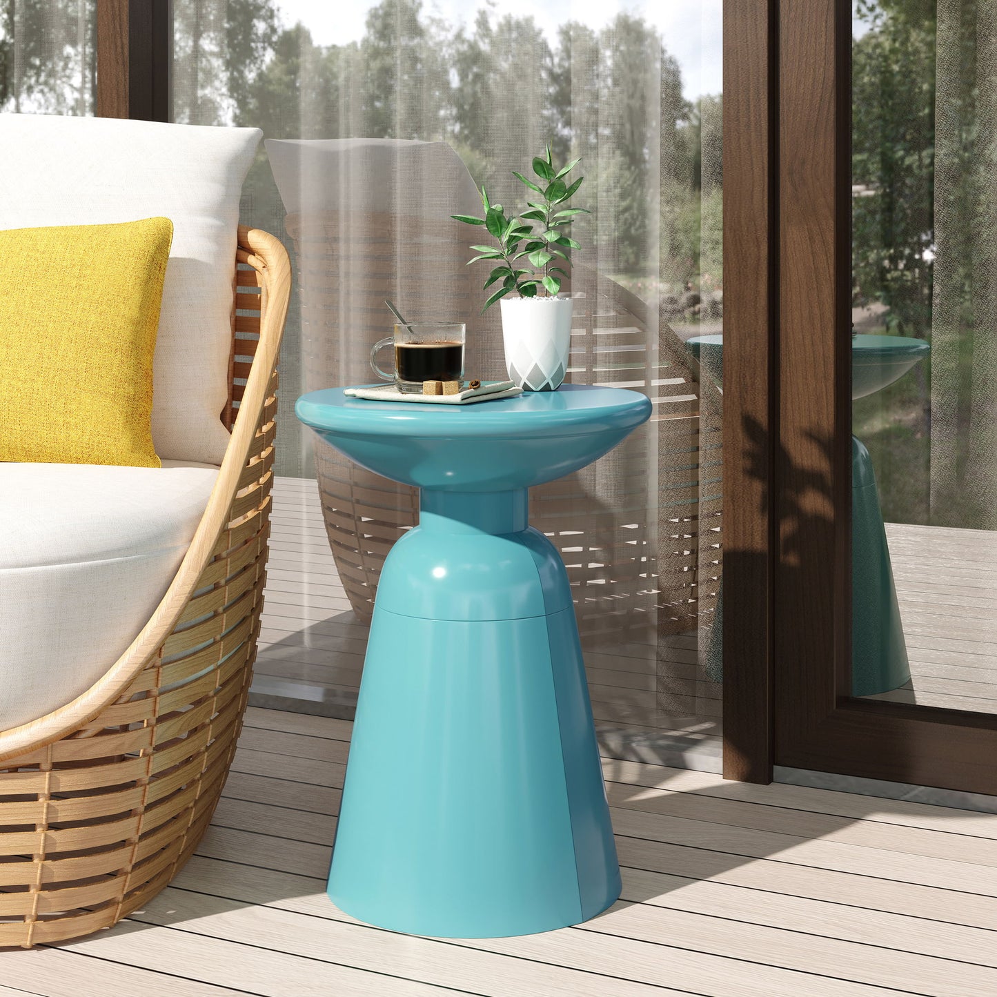 Outdoor Modern Metal End Large Table Noble House