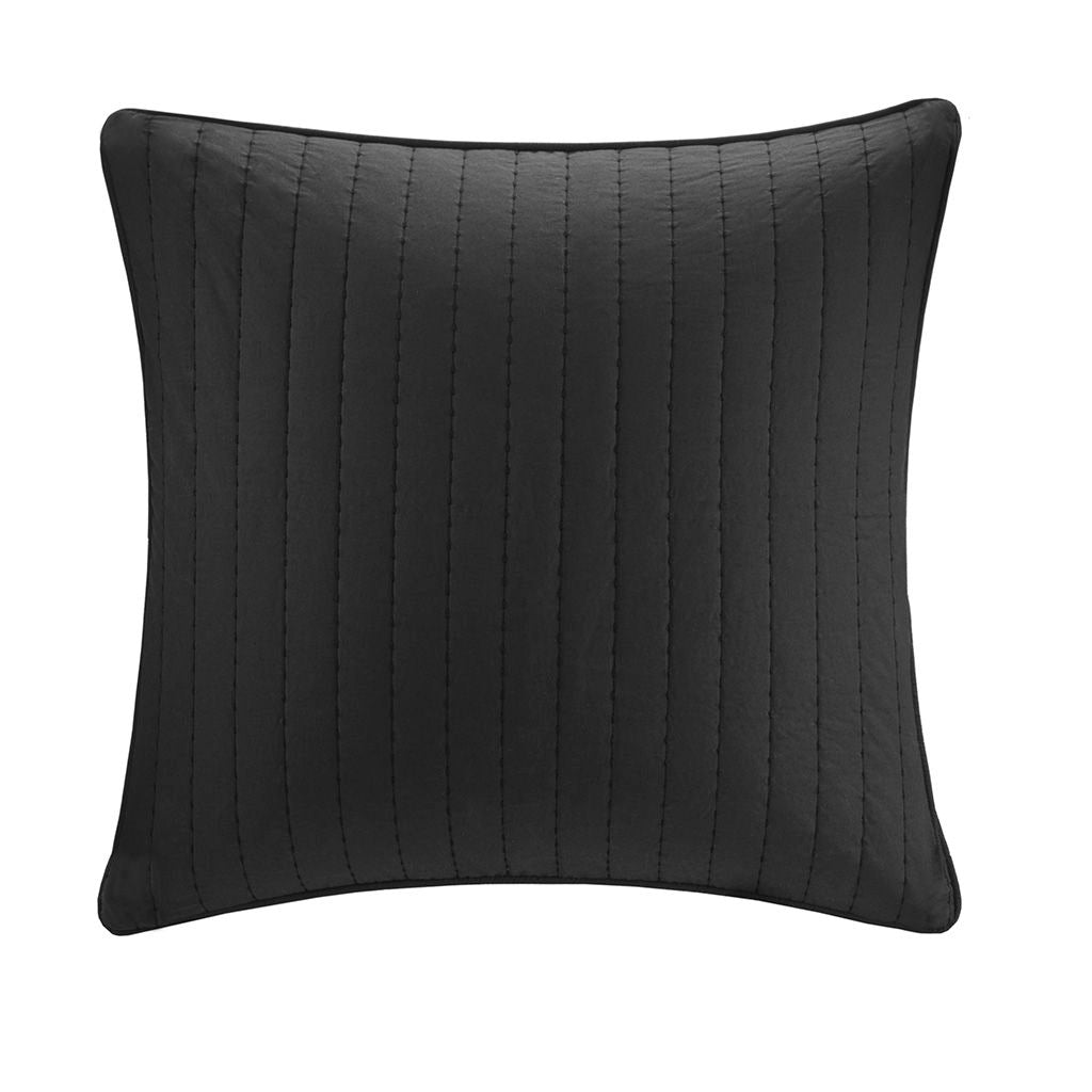 Camila - Quilted Euro Sham - Black INK+IVY
