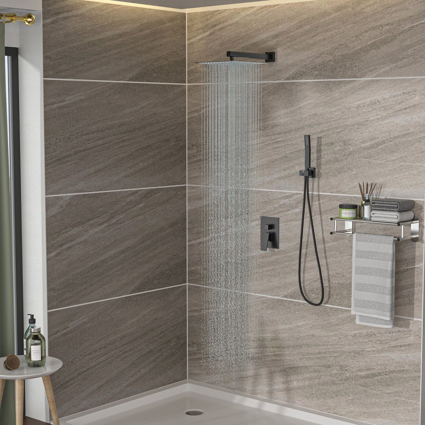 10" Square Dual Shower Head System Wall Mounted With Rough In Valve Modern Bathroom Fixture Daily Nest