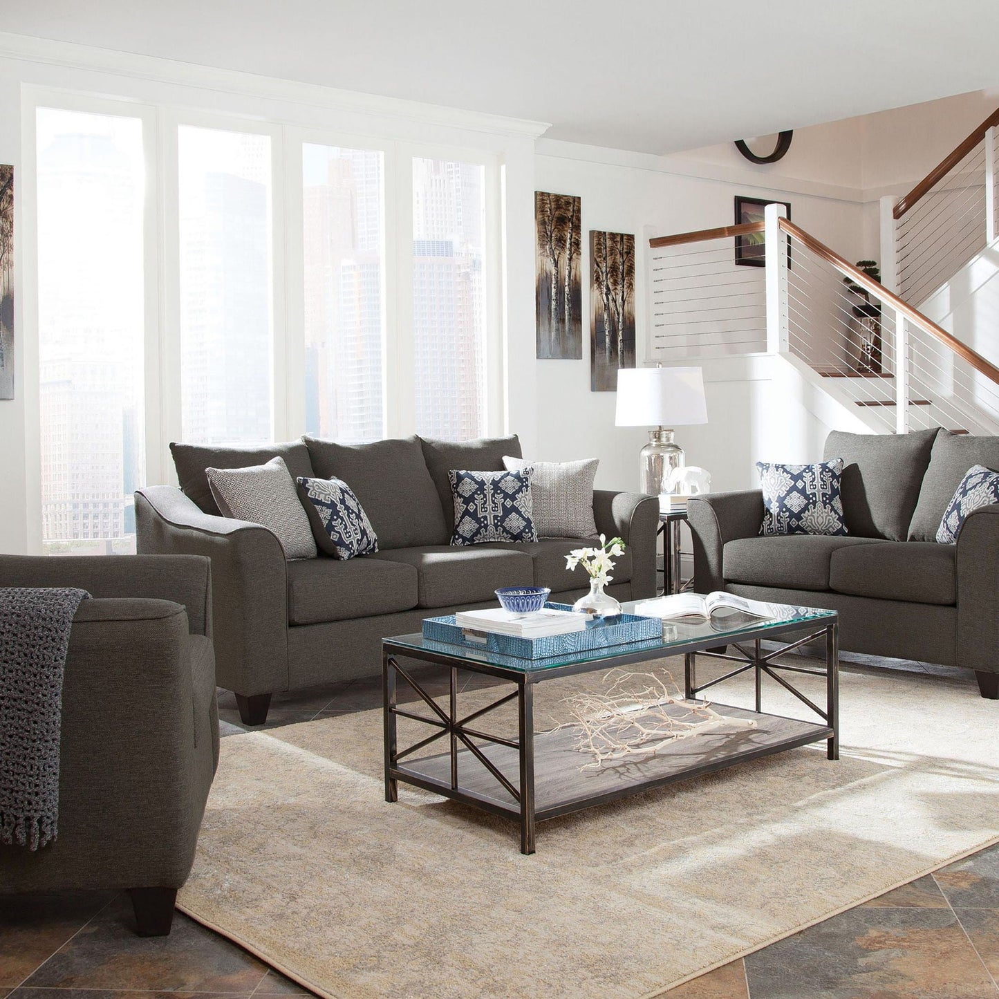 Ralston - Sofa With Accent Pillows - Gray Furniture Max
