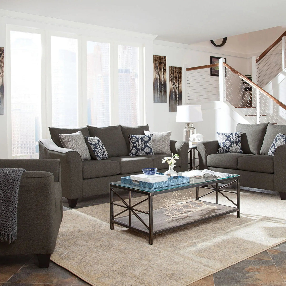Ralston - Sofa With Accent Pillows - Gray Furniture Max
