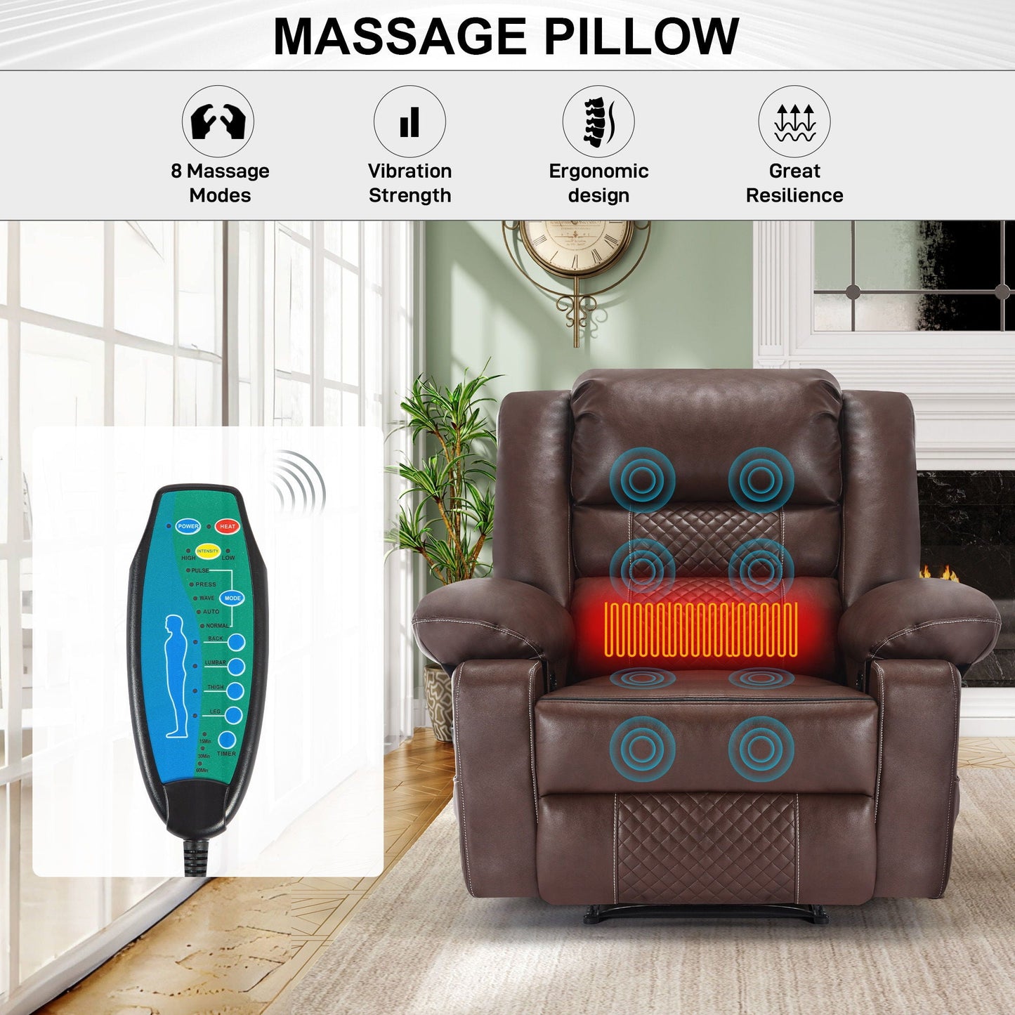 Breathable Leather Massage Recliner Manual Chair Home Essentials