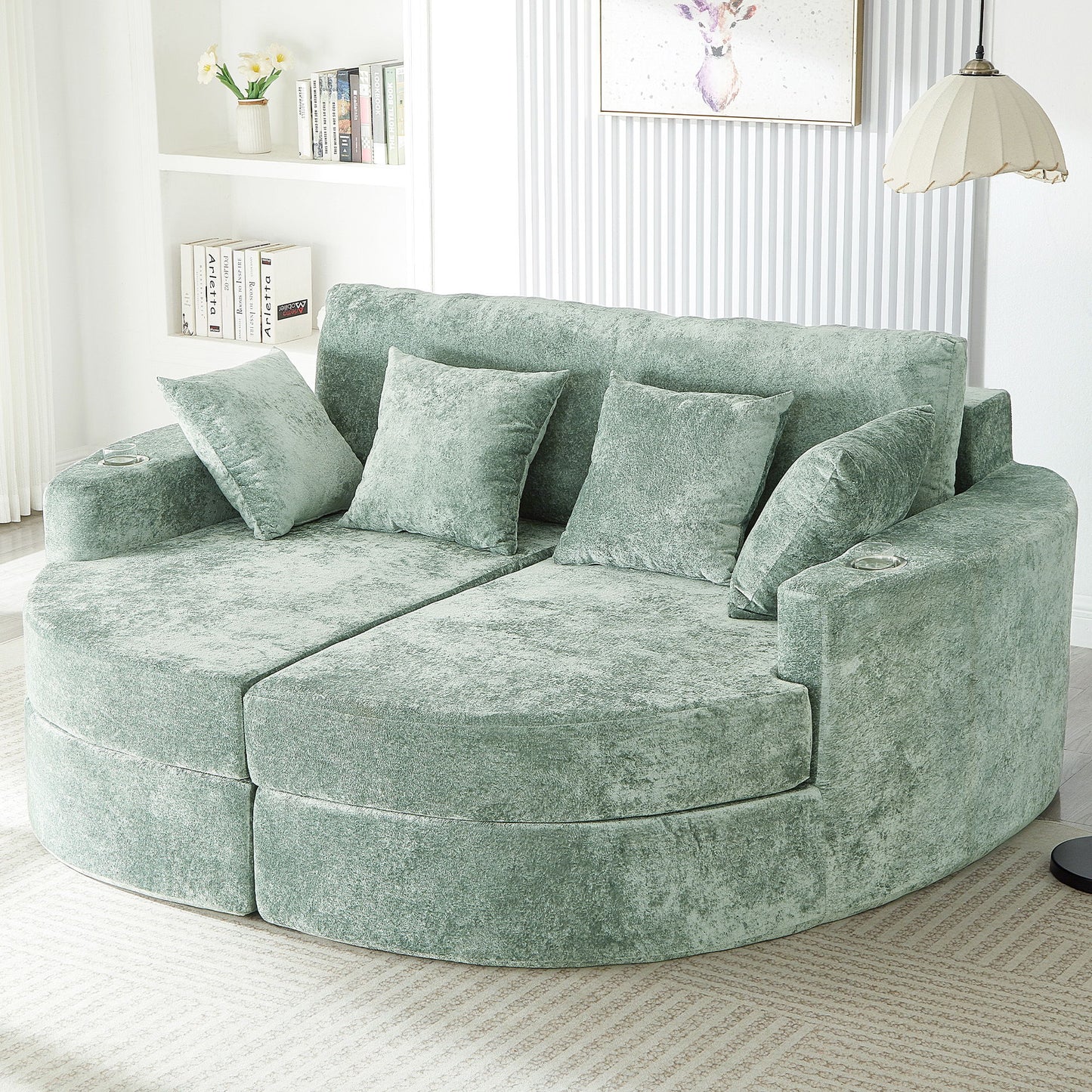 Boneless Design Upholstered Sofa Bed With Cup Holders Hearth and Haven