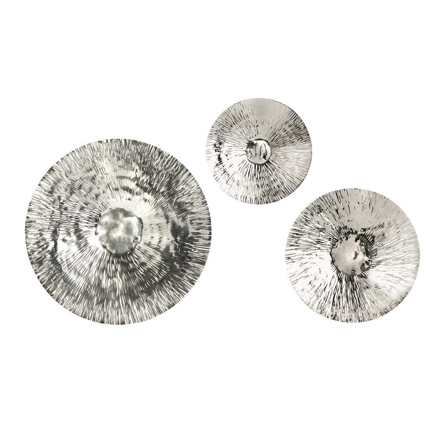 Textured Oversized Disc, Wall Decor For Living Room (Set of 3) - Silver Daily Nest