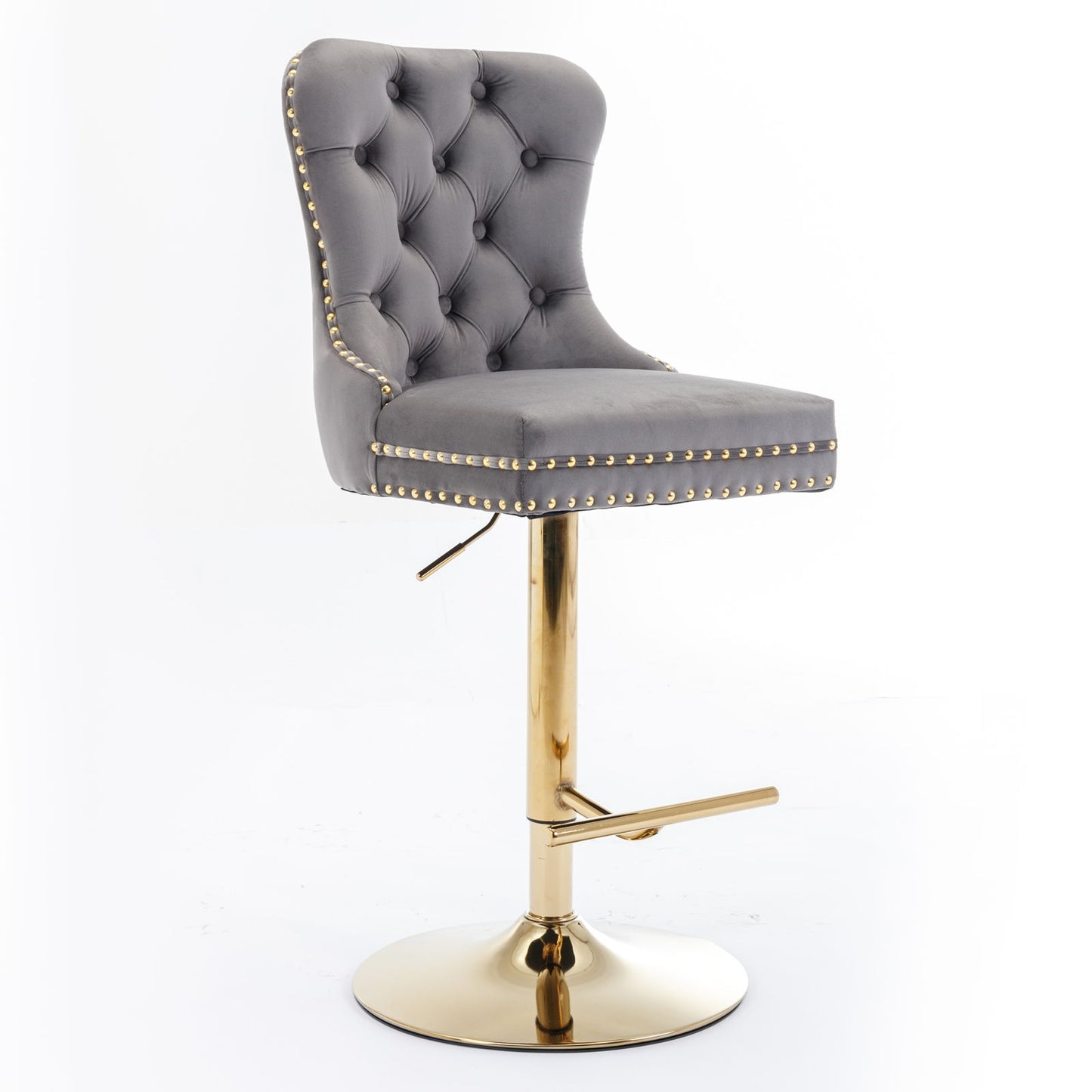 Thick Golden Swivel Velvet Barstools Adjusatble Seat Height From 25-33", Modern Upholstered Bar Stools With Backs Comfortable Tufted For Home Pub And Kitchen Island (Set of 2) Home Essentials