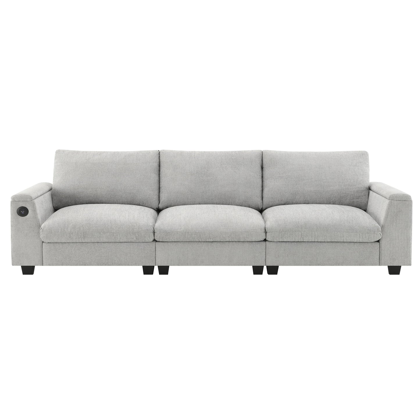 Sectional With Bluetooth Speaker Comfy Cloud Couch Set With Drop Down Table Cup Holders, USB Charger Storage Armrest Wide Seat Sofa