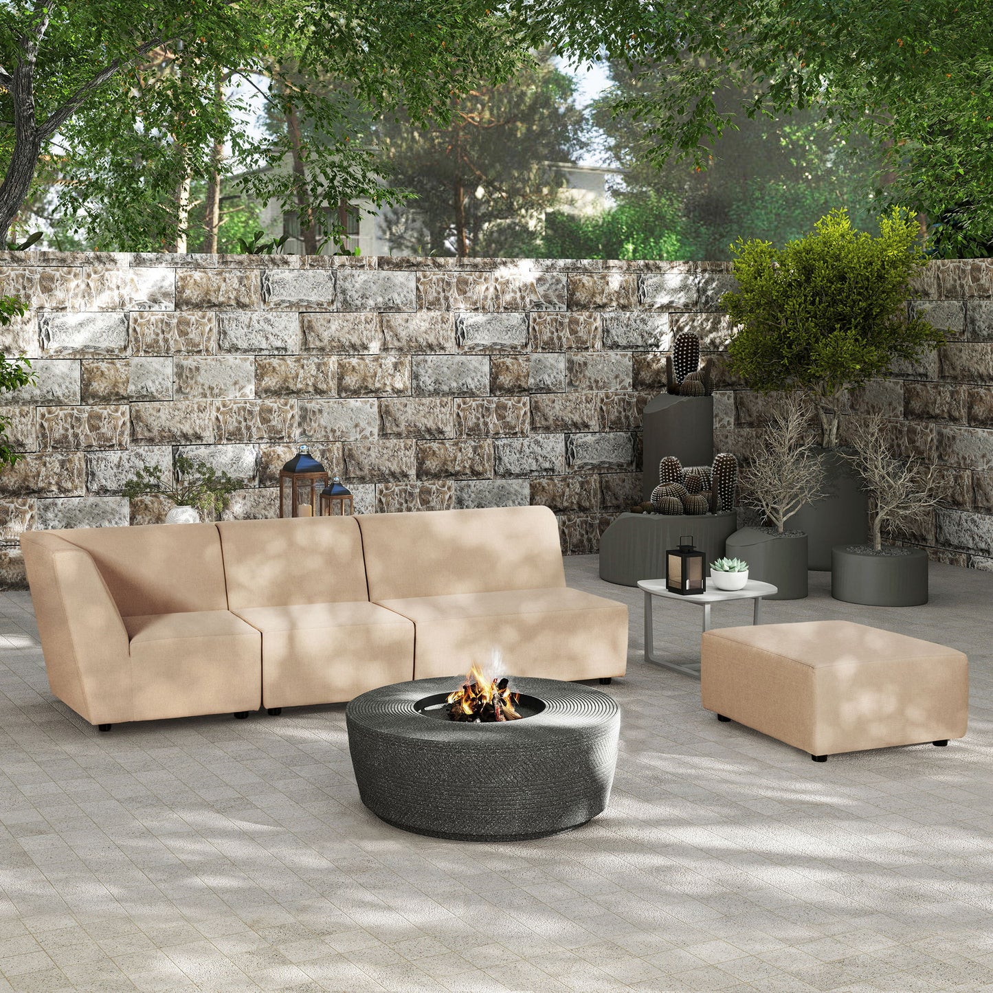 Cleo - Modular Upholstered Deep Seating Patio Armless Loveseat Jennifer Taylor Home