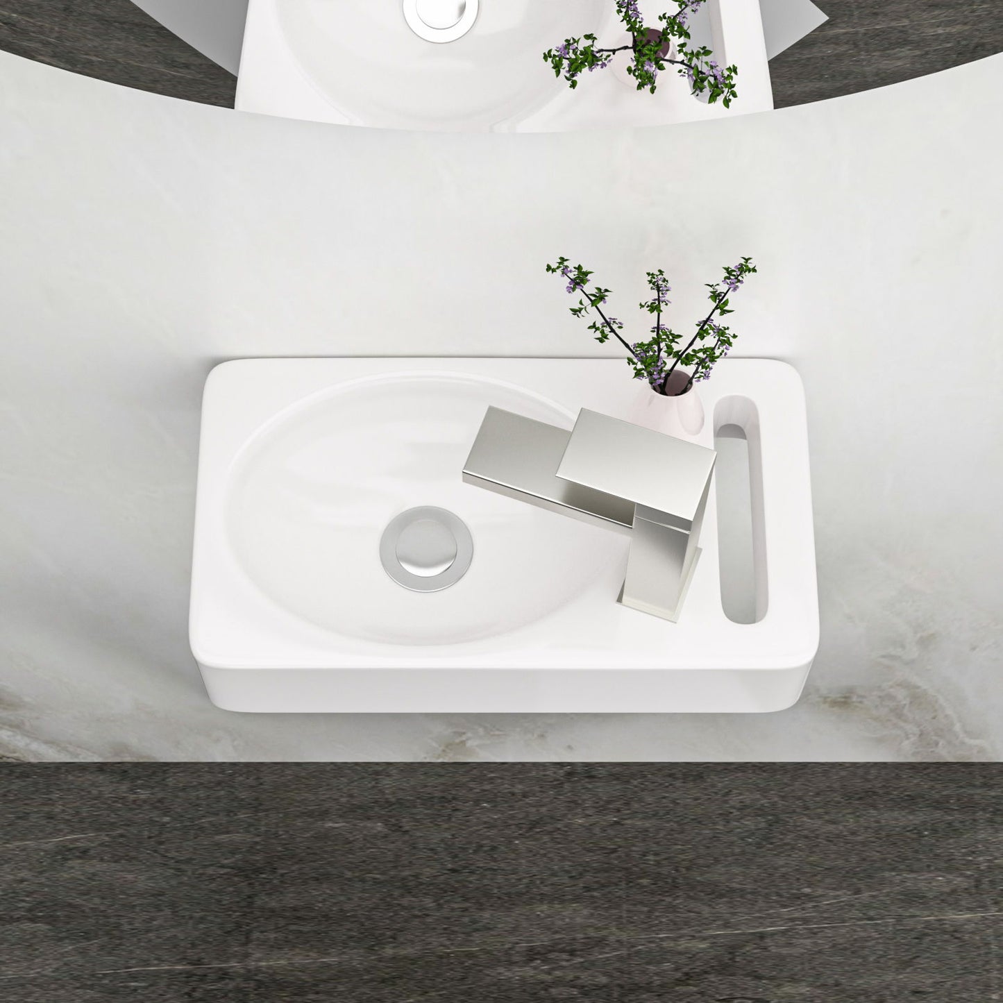 Rectangle, Wall Mount Bathroom Sink & Single Faucet Hole - White Daily Nest