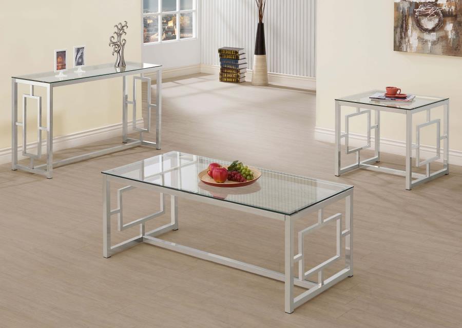 Merced - Glass Top Metal Table CoasterEssence