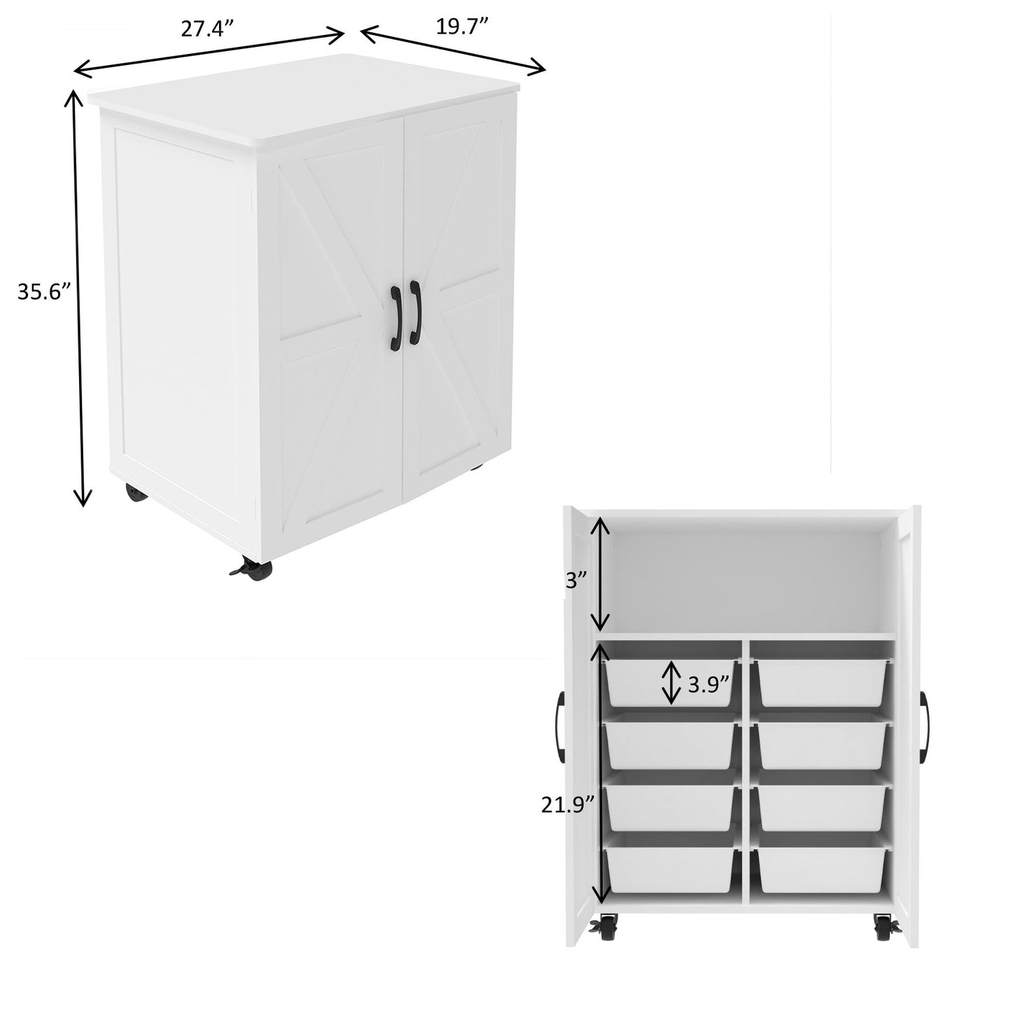 Exquisite Craftsmanship Rice Door Storage Cabinet, Large Capacity - White Home Essentials