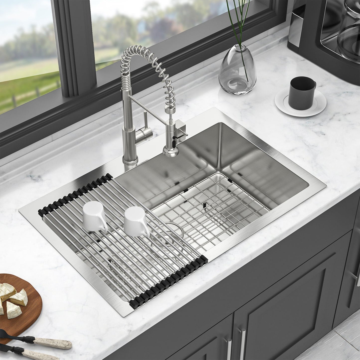 Kitchen Sink Drop In, Stainless Steel Single Bowl, Topmount Daily Nest