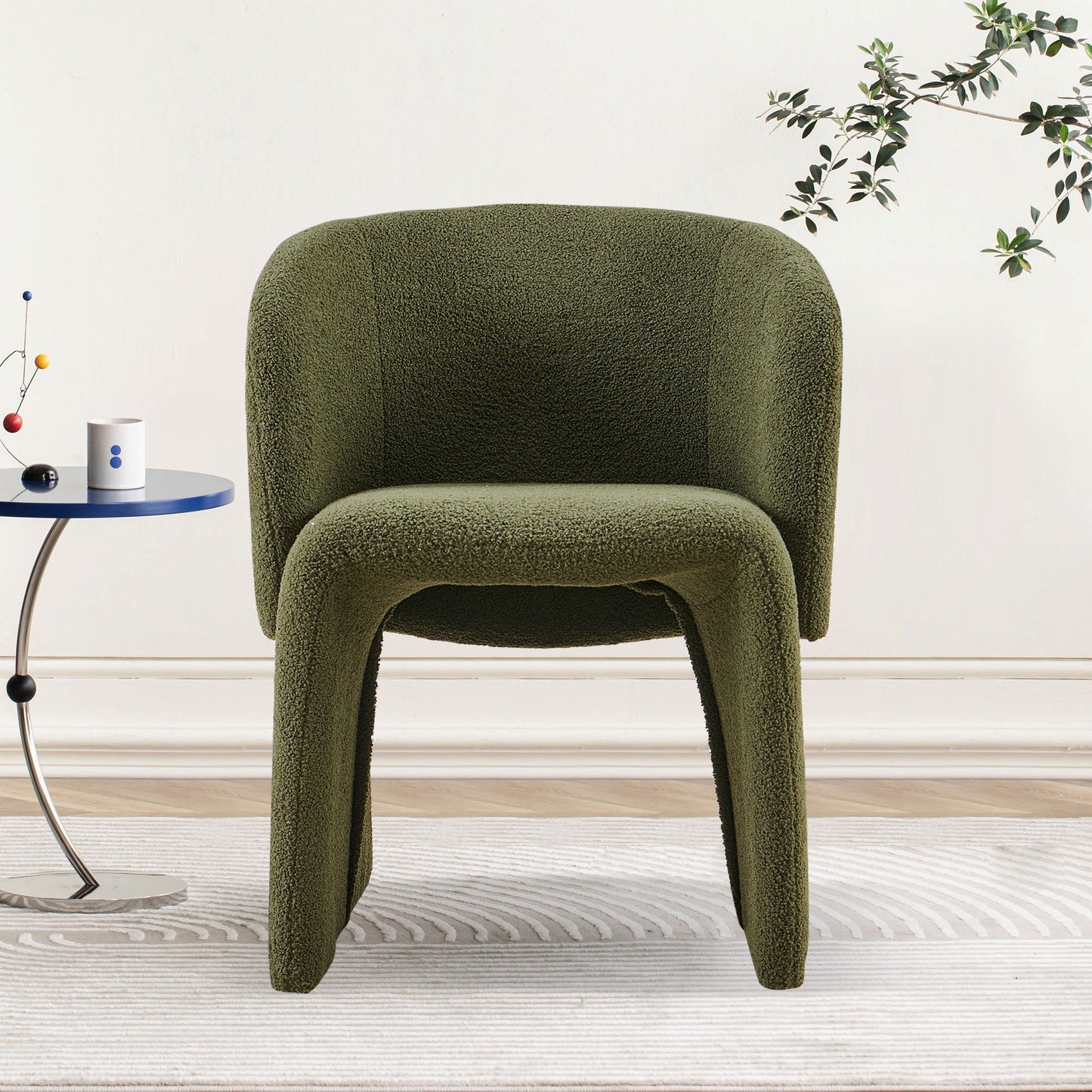 Modern Accent Chair Brown Single Sofa Chair, Upholstered Side Chair Teddy Comfy Chair For Dining Room / Bedroom / Living Room / Reception Home Essentials