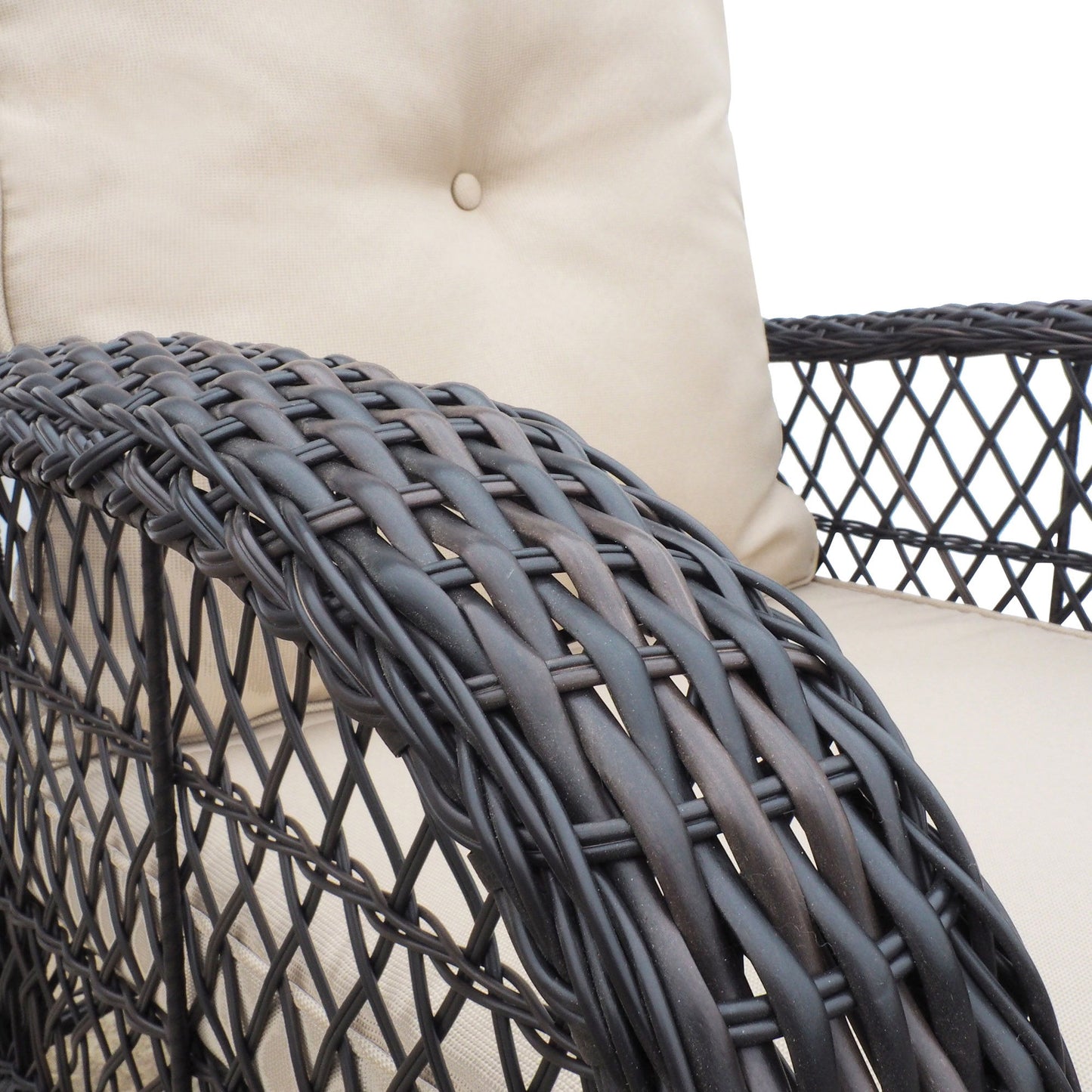 Garden Rocking Chair, Outdoor Rattan Rocker Chair With All-Weather Hand-Woven Resin Wicker, Patio Relaxing Lounge Furniture With Powder-Coated Metal Frame For Backyard, Porch - Brown / Beige Home Essentials