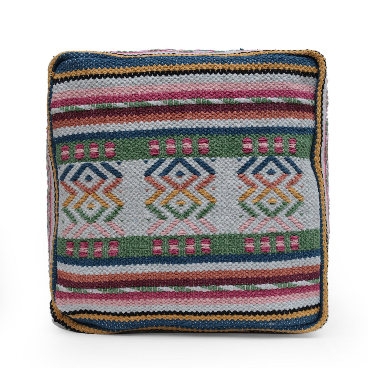 Inca - Handcrafted Peruvian Print Square Pouf Ottoman - Multicolor Home Essentials