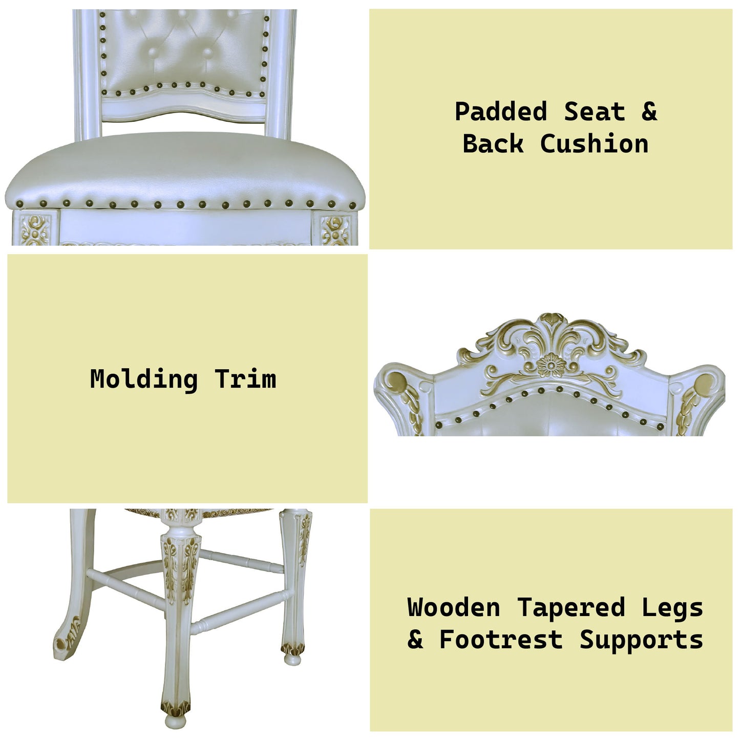 Vendome - Antique Counter Height Chair (Set of 2) - White Acme