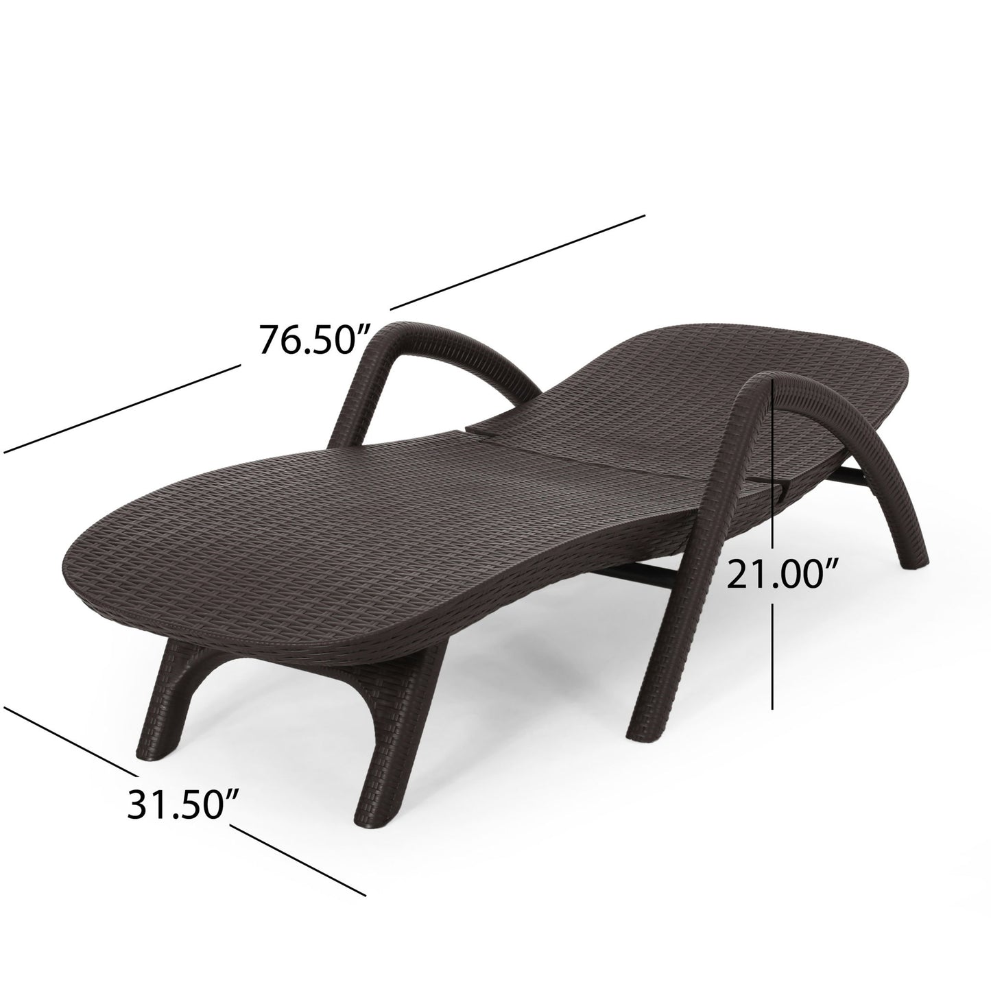Polypropylene Resin Chaise Lounge With Hand Crafted Details - Dark Brown Noble House