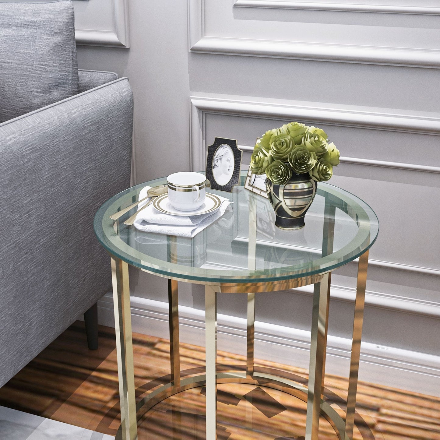 20" Round Tempered Glass Table Top Clear Glass 1 / 4" Thick Flat Polished Edge - Transparent Home Essentials