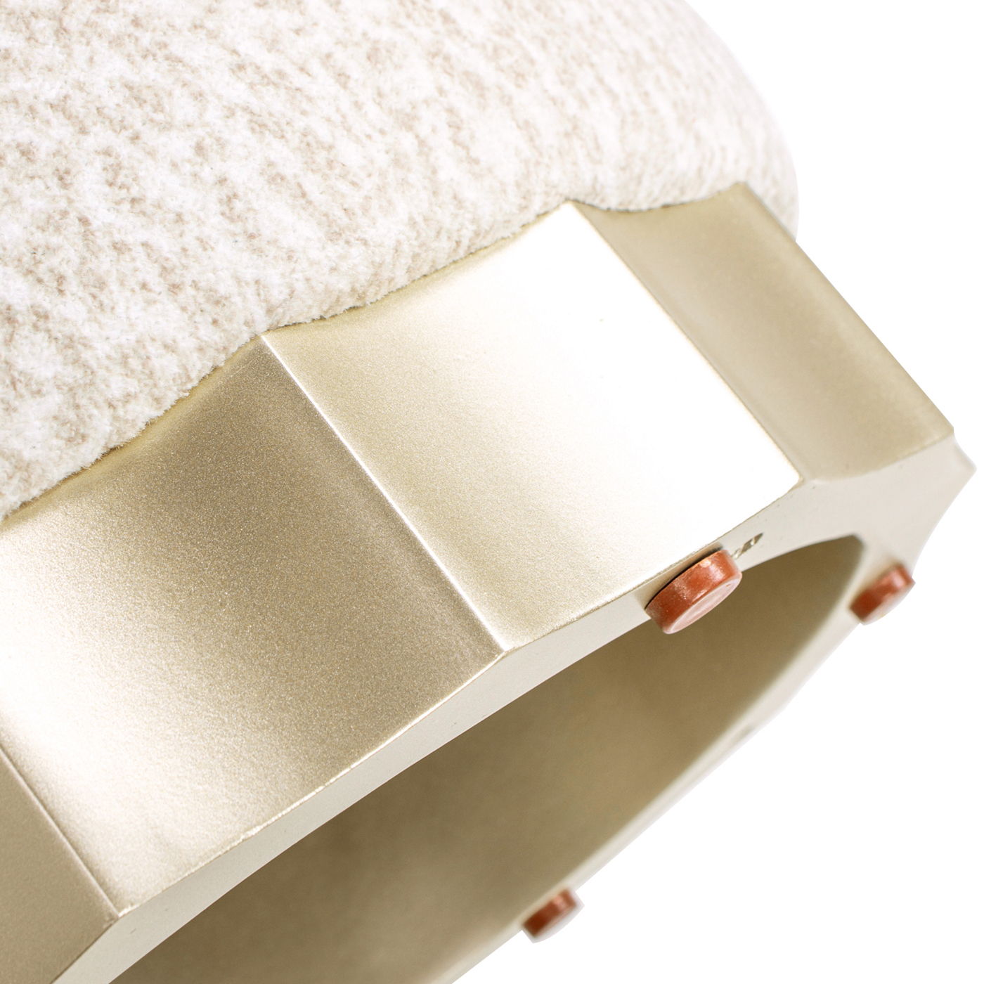 Hampton - Round Upholstered Ottoman With Scalloped Base - Speckled Egg Beige Jennifer Taylor Home