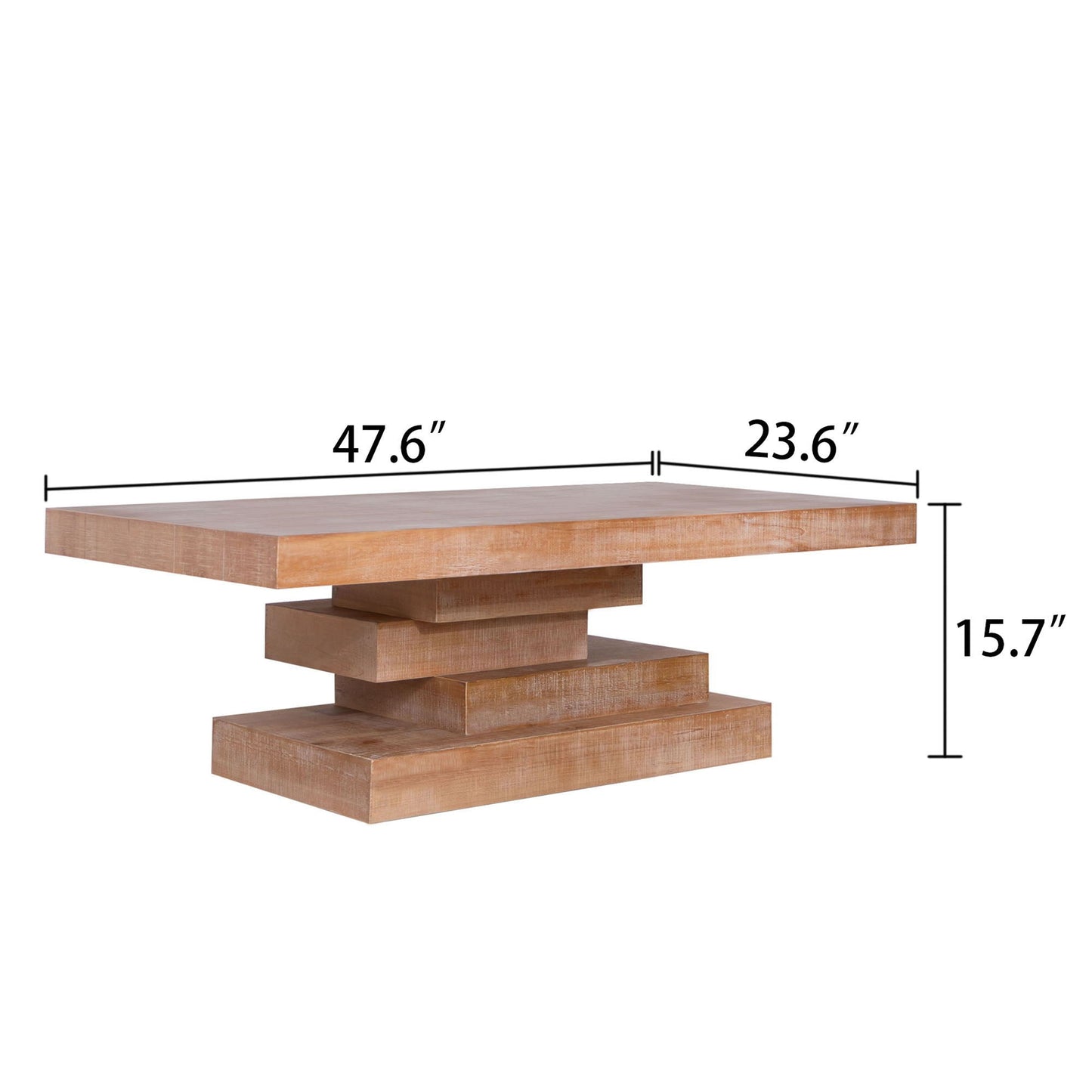 Modern Rustic Coffee Table, Rectangular Center Table For Living Room - Natural Wood Wash / Rustic Home Essentials