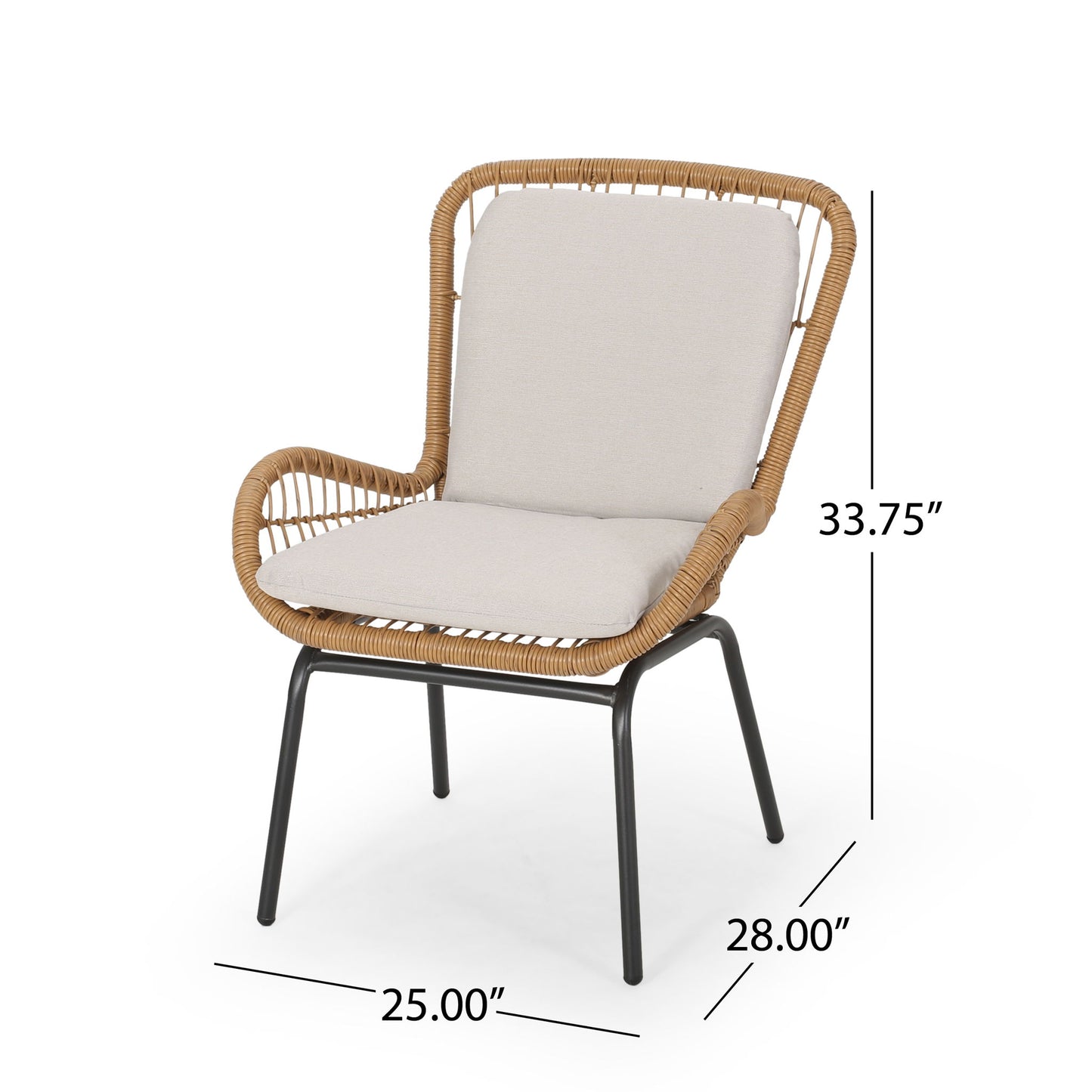 Outdoor Wicker Club Chair With Cushions (Set of 2) Noble House