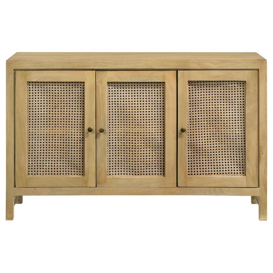 Zamora - Wood Accent Cabinet With Woven Cane CoasterEssence