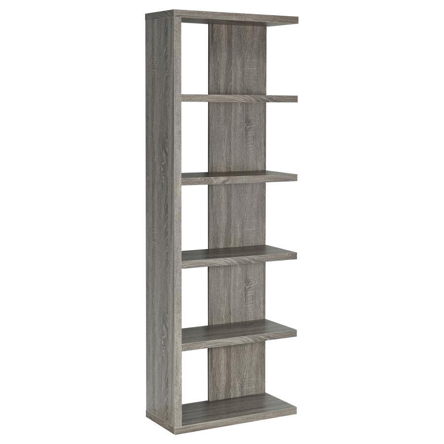 Harrison - 5-Shelf Bookshelf - Weathered Gray CoasterEveryday