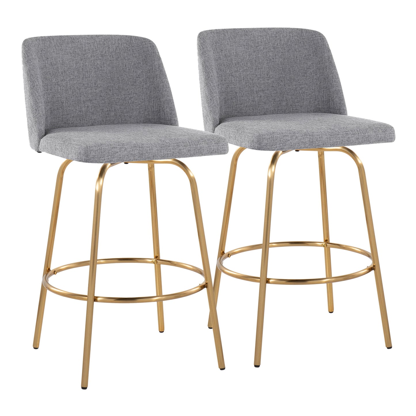Toriano - Contemporary, Fixed Height Counter Stool With Swivel With Round Footrest (Set of 2) Lumi Source