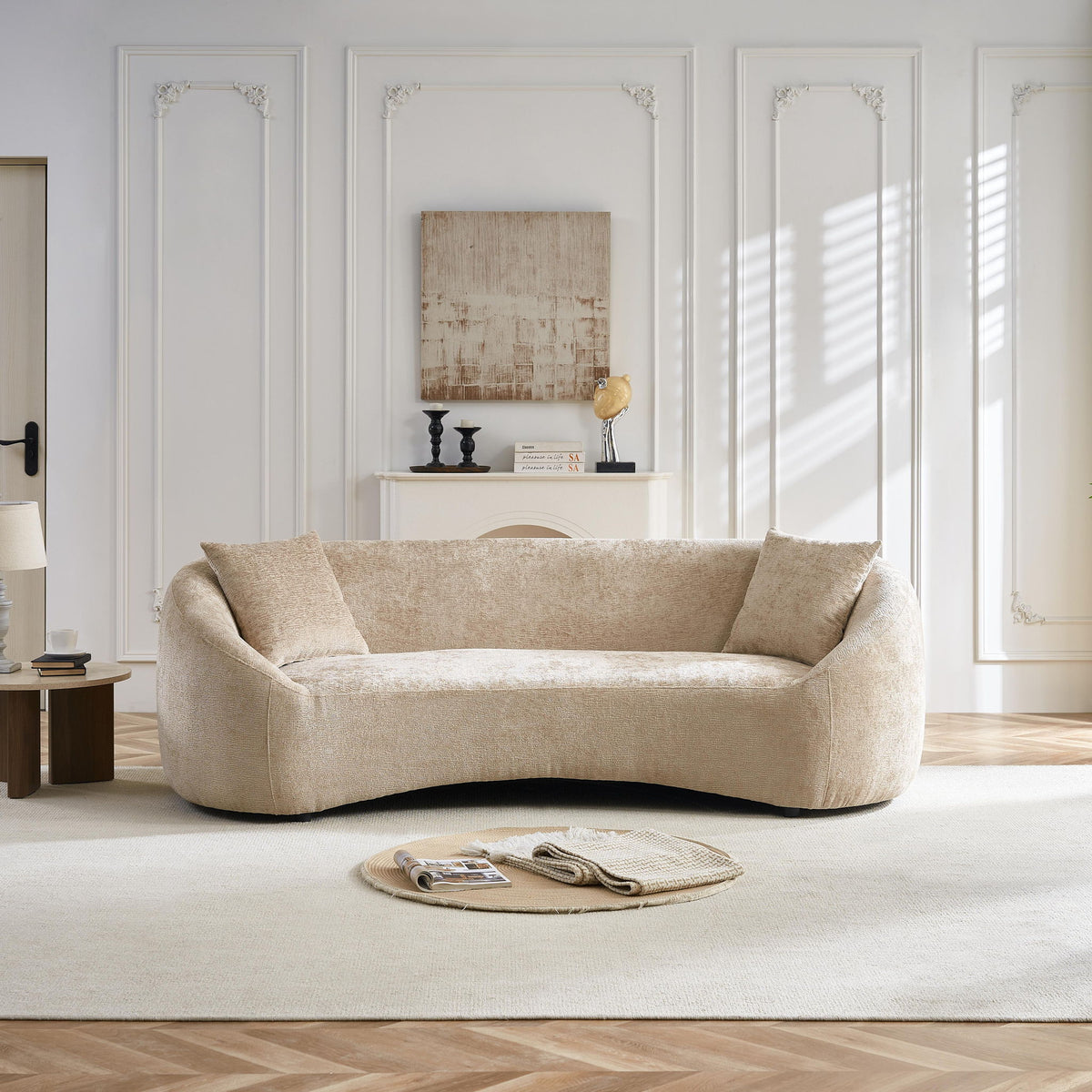 Curved 3 Seater Sofa, Long Living Room Couch Home Essentials
