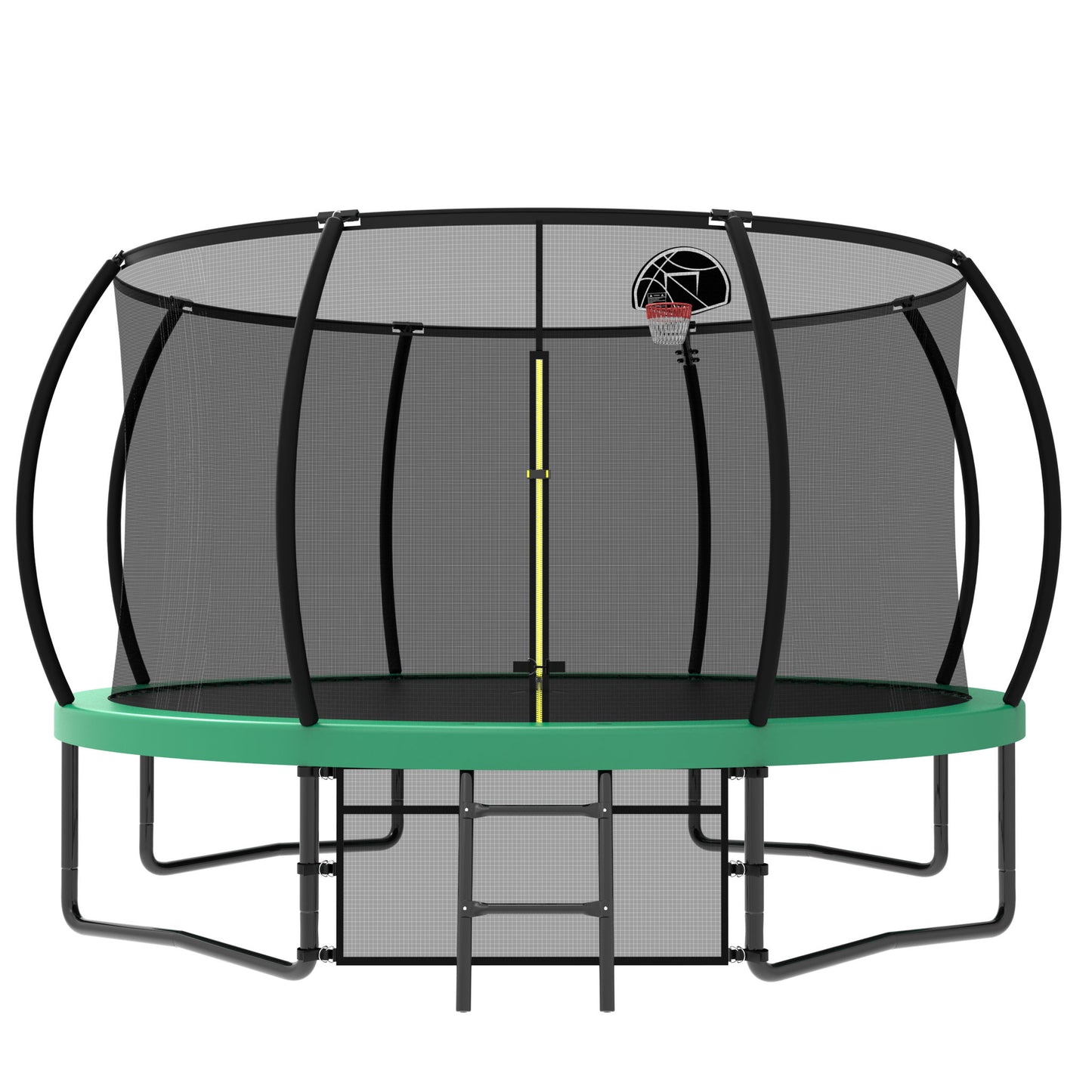 12' Recreational Kids Trampoline With Safety Enclosure Net & Ladder, Outdoor Recreational Trampolines Daily Nest