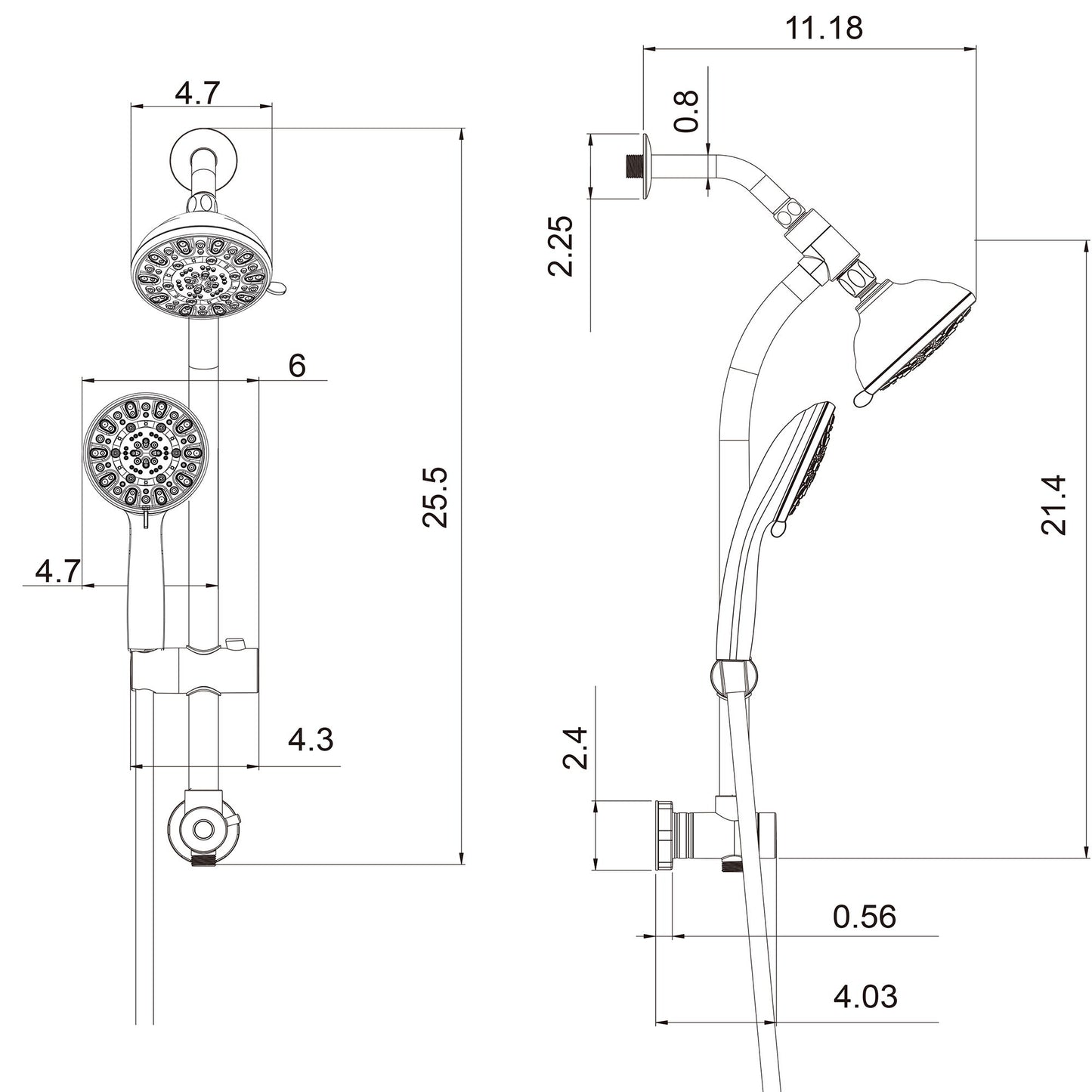 Multi Function Dual Shower Head Shower System With 4.7" Rain Showerhead, 7 Function Hand Shower, Adjustable Slide Bar Daily Nest