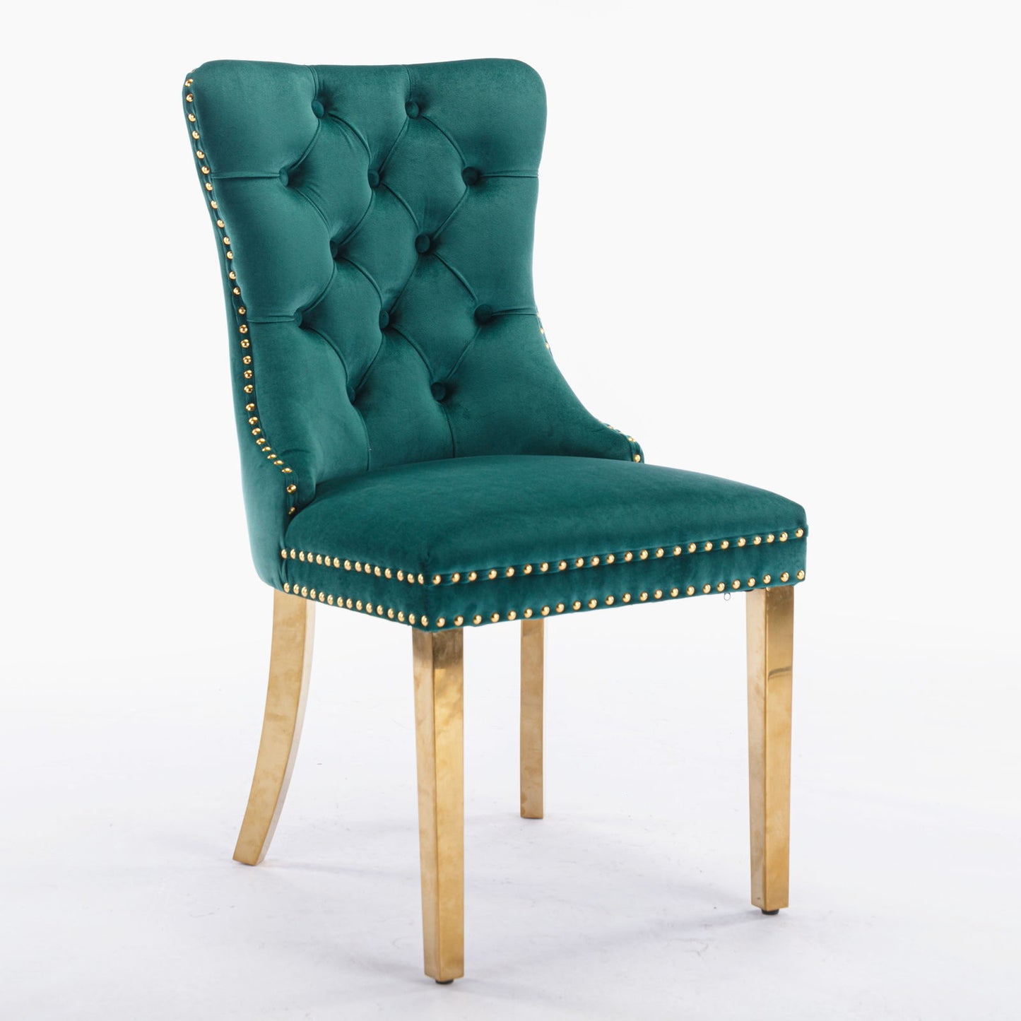 Nikki - Modern, High-End Tufted Solid Wood Contemporary Velvet Upholstered Dining Chair With Golden Stainless Steel Plating Legs, Nailhead Trim (Set of 2) Home Essentials