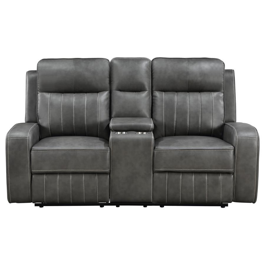 Raelynn - Upholstered Track Arm Motion Loveseat - Gray Coaster Fine Furniture