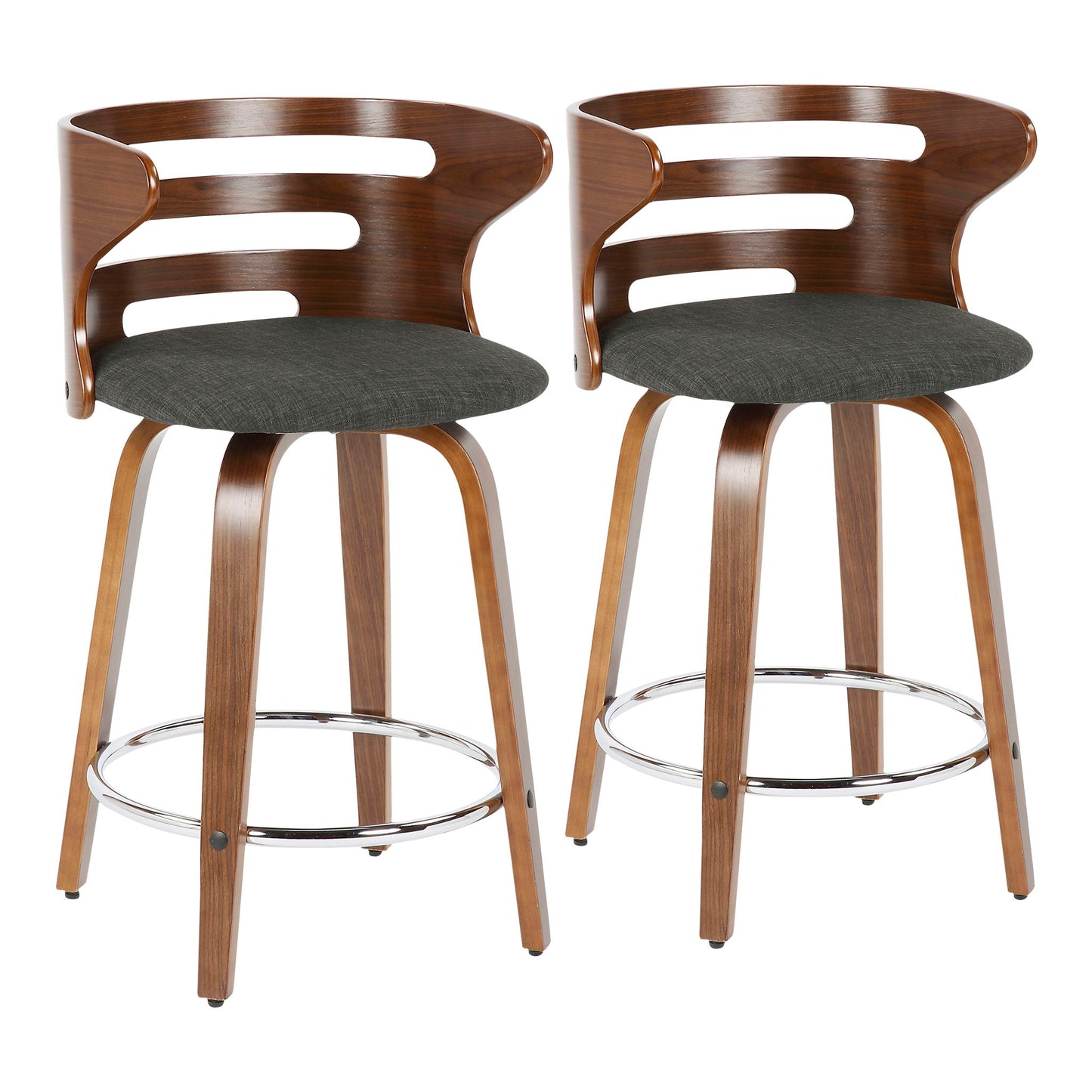 Cosini - Mid Century Modern Fixed Height Counter Stool With Footrest With Swivel (Set of 2) Lumi Source