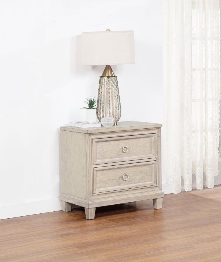 Pembroke - 2-Drawer Nightstand Bedside Table - Washed Oak Coaster Fine Furniture