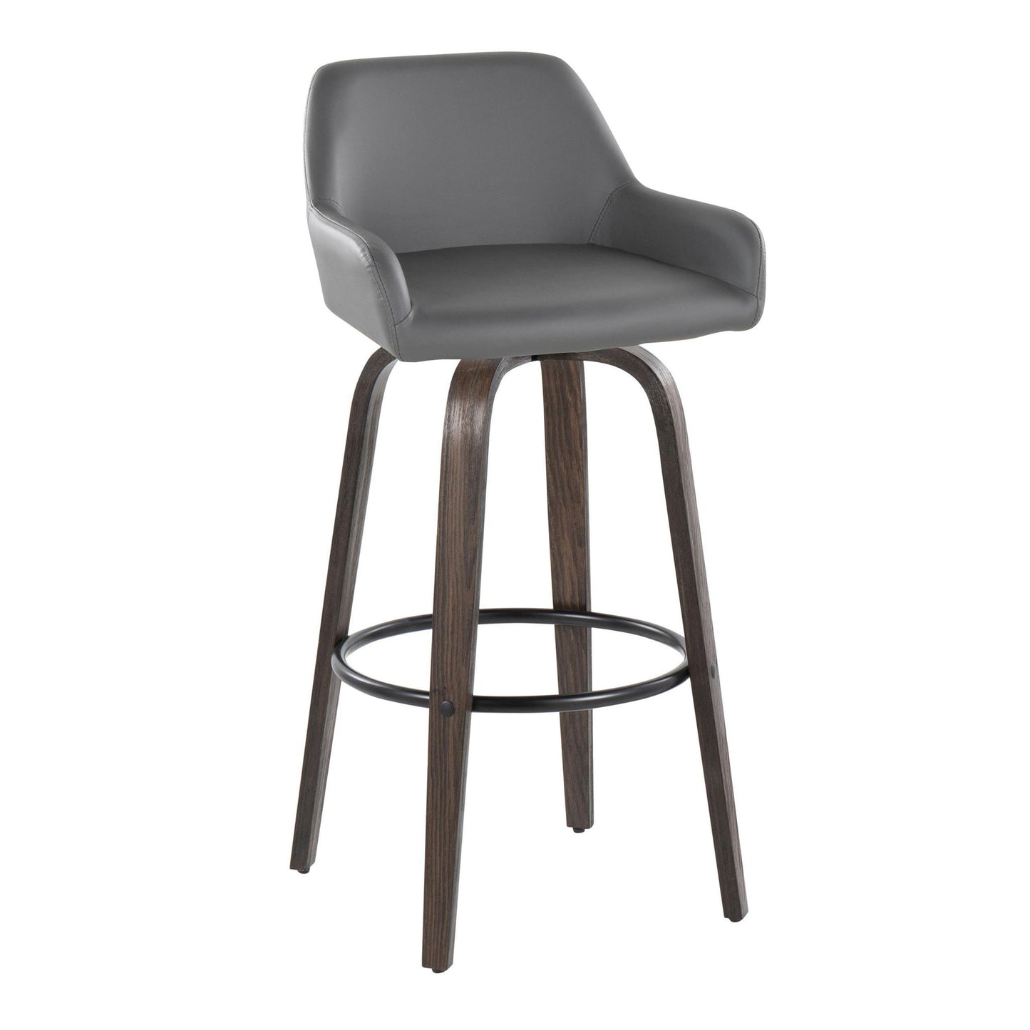 Daniella - Contemporary Fixed Height, Barstool With Swivel With Round Footrest (Set of 2) Lumi Source