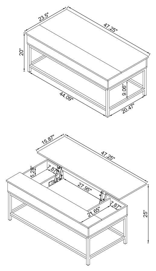 Byers - Engineered Wood Lift Top Coffee Table - Brown Oak CoasterEssence