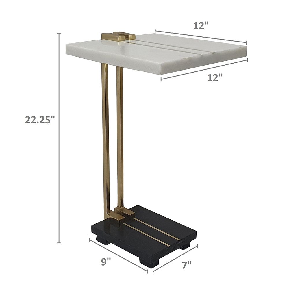 Crystal Side Table With Metal Frame, Artistic Accent Table For Living Room Home Essentials