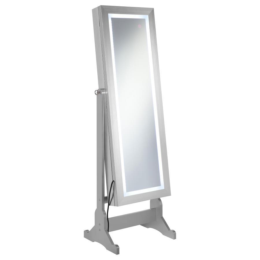 Moore - Cheval Mirror With Jewelry Storage - Silver CoasterEssence