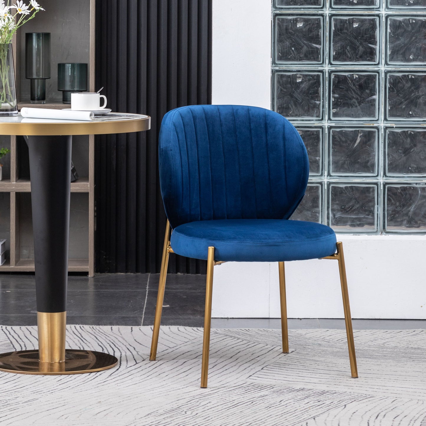 Amoa - Contemporary Velvet Upholstery Dining Chair - Blue Home Essentials