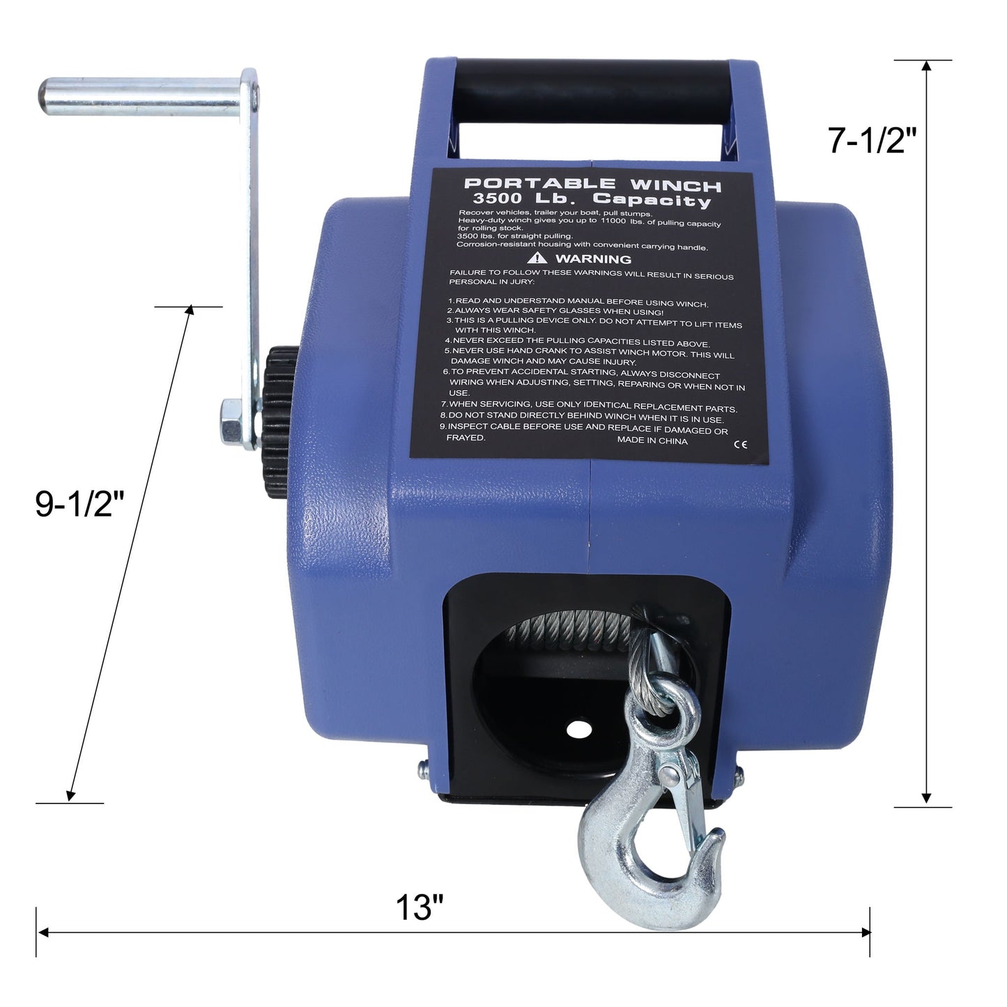 Reversible Electric 12V Trailer Winch For Boats Up To 6000 Lbs With Galvanized Wire Rope And Casing - Blue Daily Nest
