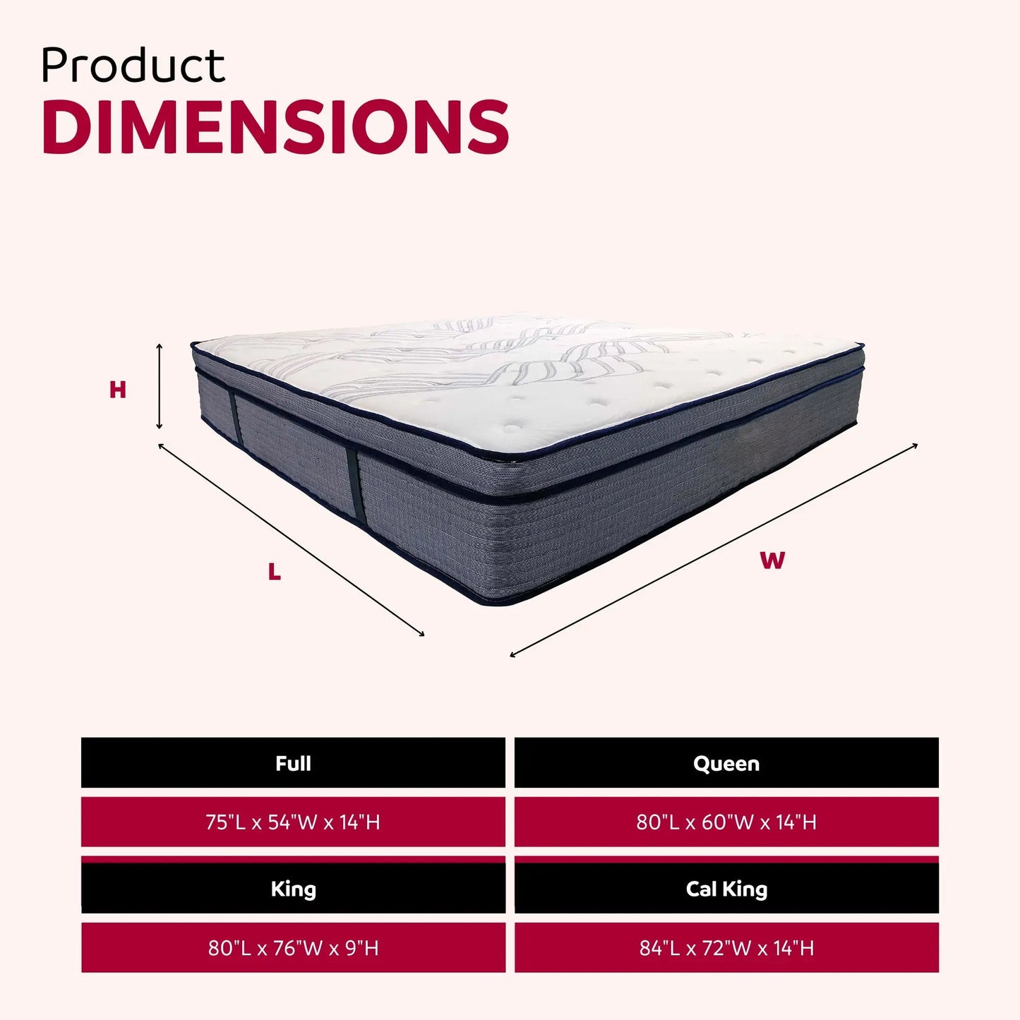 Hybrid Plush Foam Mattress, Soft Polyester Knit Cover, Multi Layer Foam Mattress - White / Gray - King Daily Nest