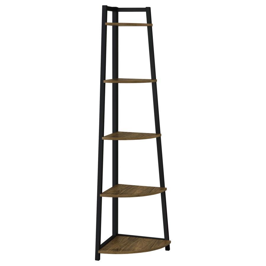 Jacksonville - 5-Shelf Bookshelf - Black And Aged Walnut CoasterEveryday