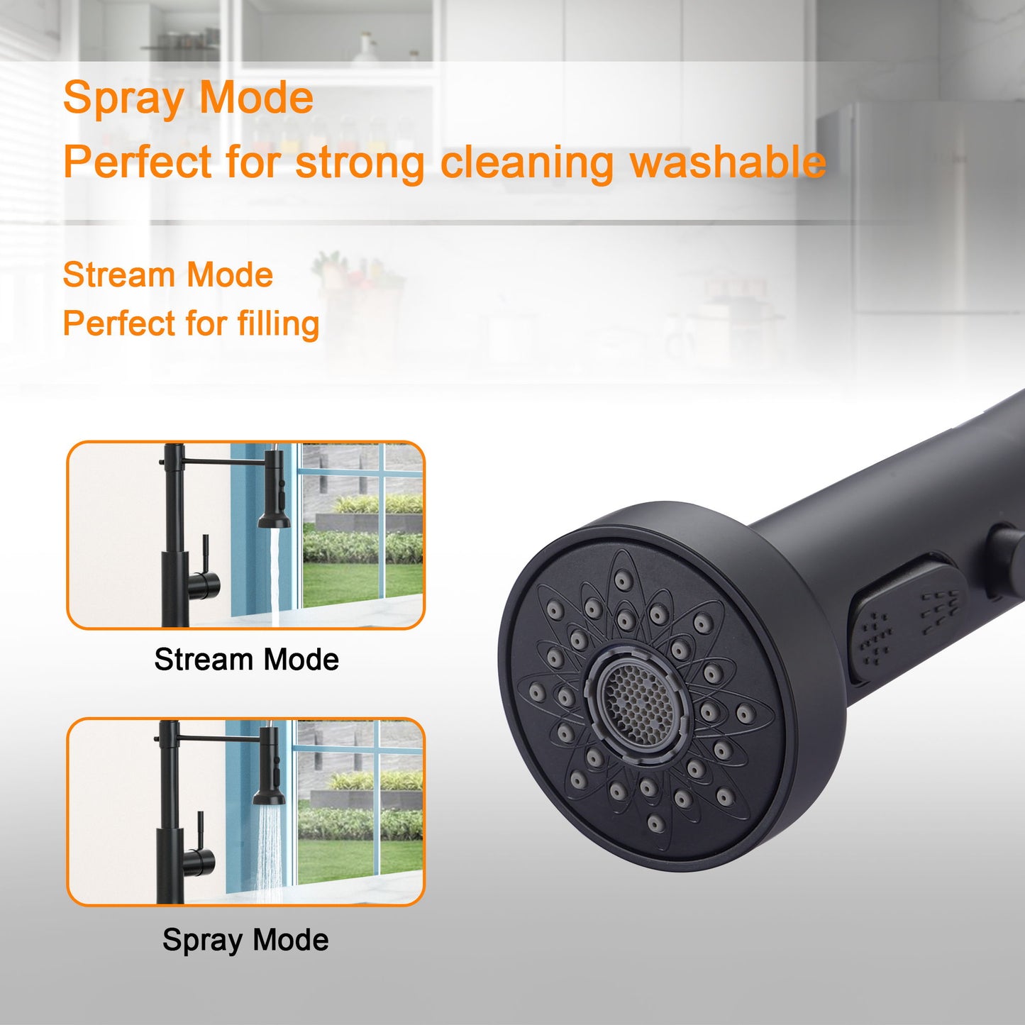 16.9" Kitchen Sink Faucet With Separate Handle And Pull Down Sprayer, Lead Free Brass - Matte Black Daily Nest