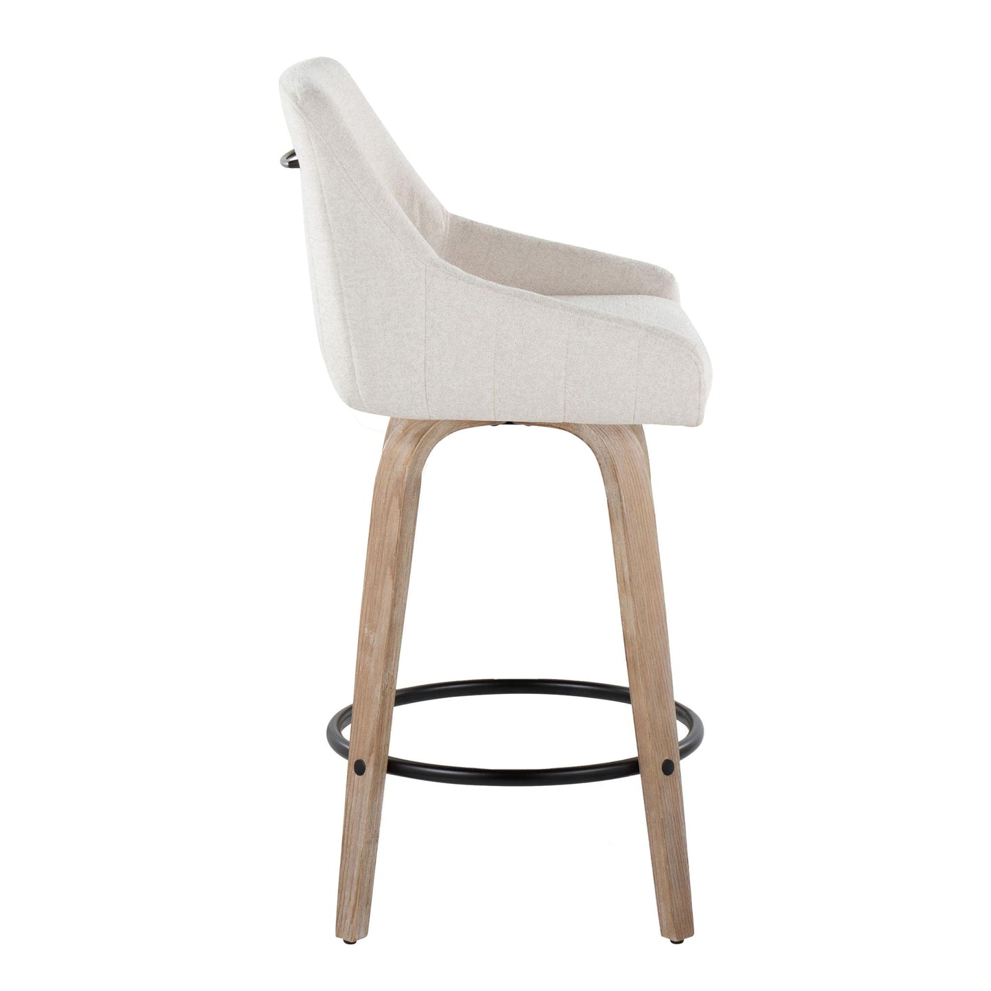 Hannah - Transitional Fixed Height Counter Stool With Swivel With Round Footrest (Set of 2) Lumi Source