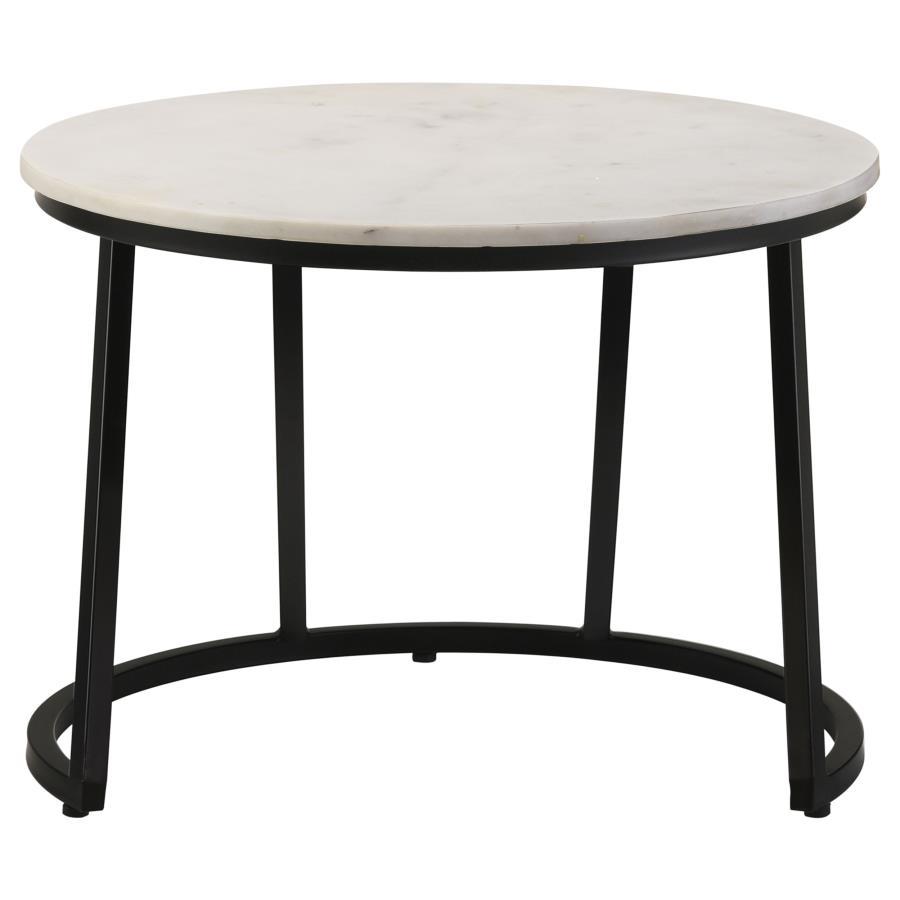 Miguel - Round Marble Top Coffee Table - White And Black CoasterEssence