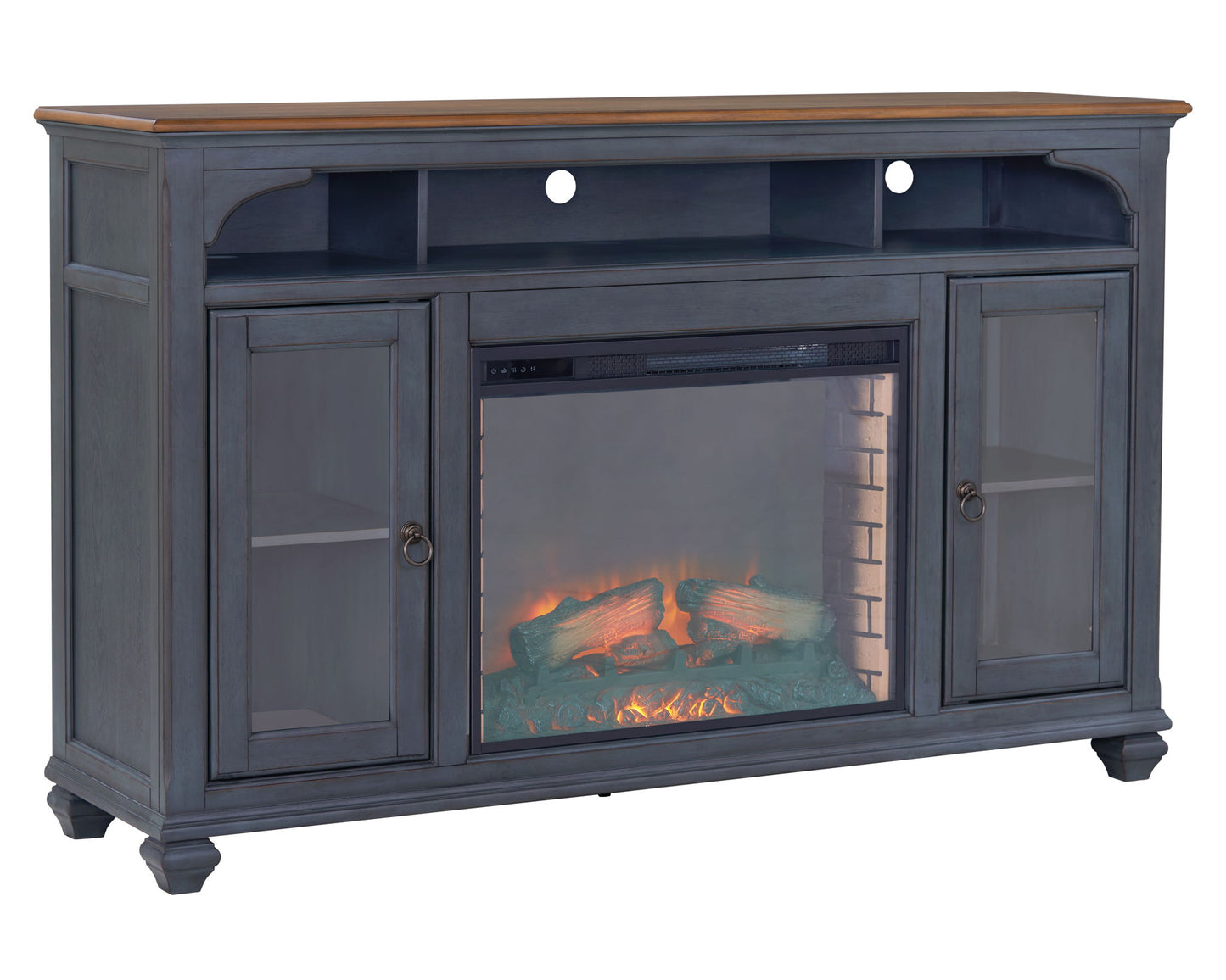 Americana - 66 In Fireplace TV Stand For TVs Up To 80" - Blue Legends