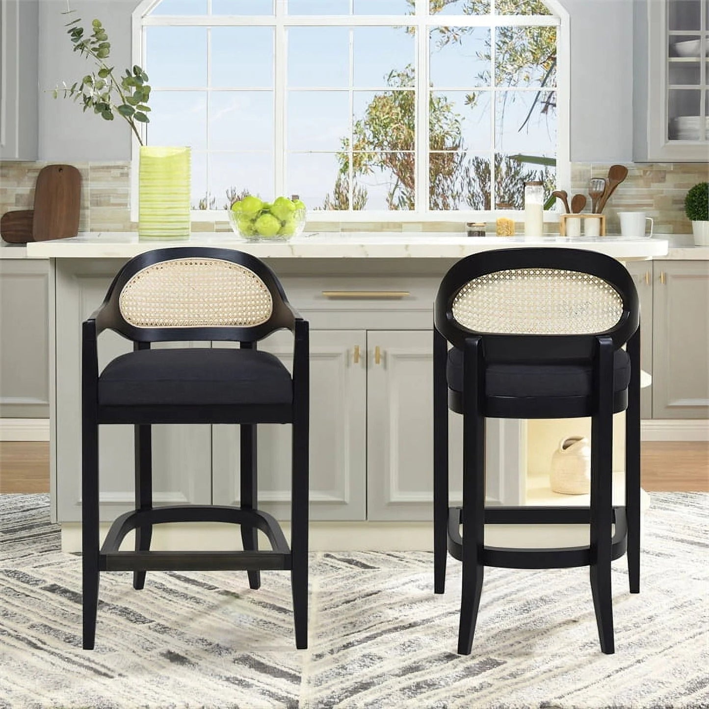 Americana - Mid-Century Modern Cane Back Counter Stool Jennifer Taylor Home