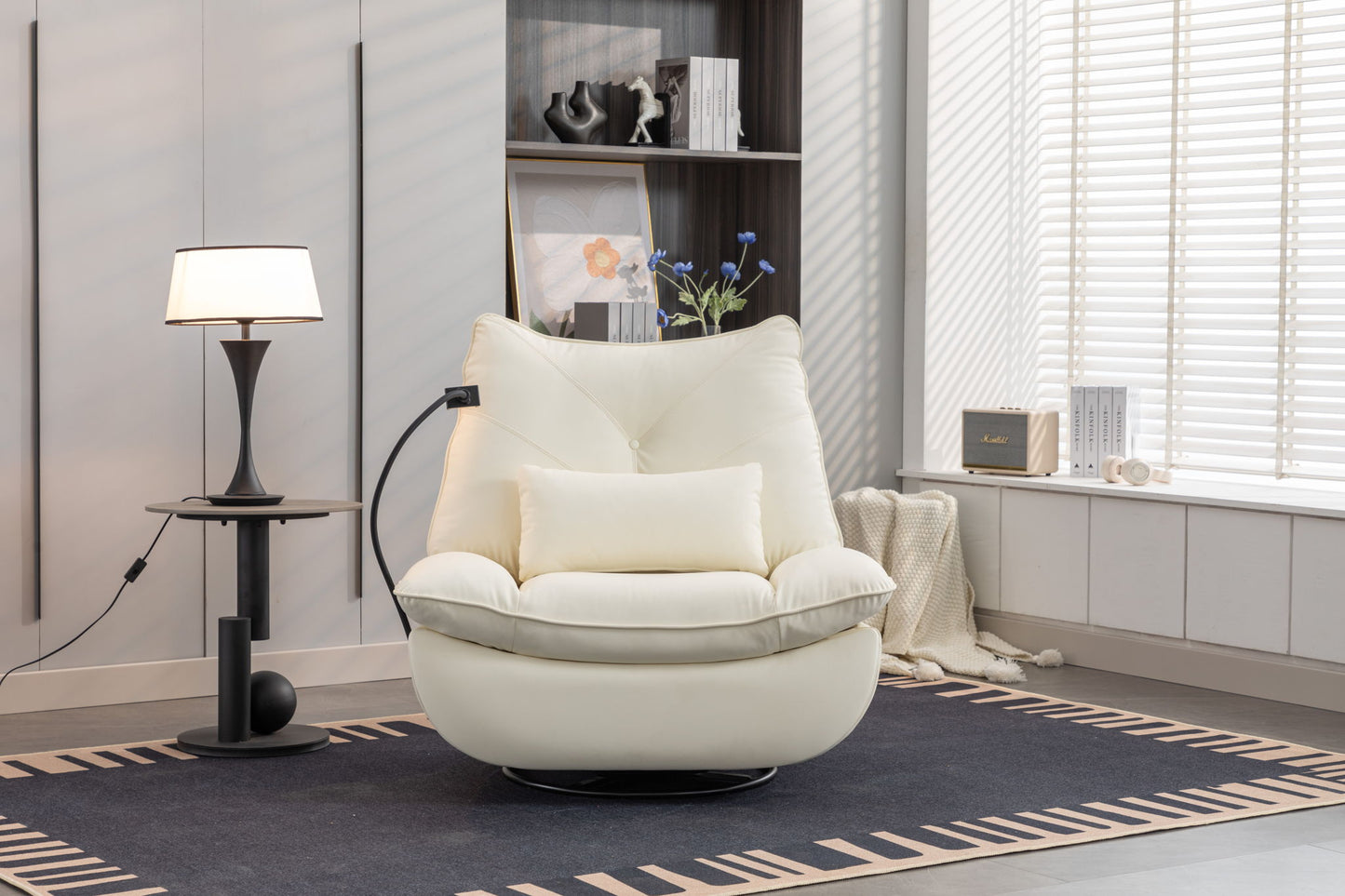 270 Swivel Glider Recliner Chair, Power Recliner Rocking Chair, USB Port Charge For Nursery Chair With Atmosphere Lamp For Living Room Bedroom Apartment Home Essentials