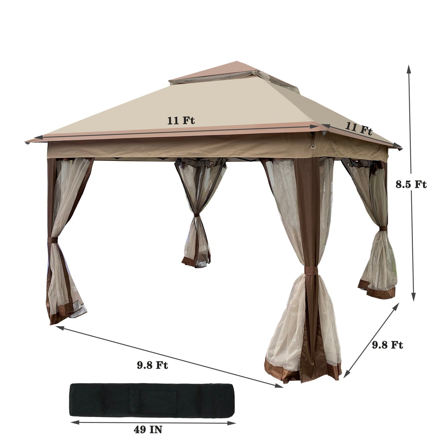 Outdoor Pop Up Gazebo Canopy With 2 Tier Soft Top And Removable Zipper Netting Home Essentials