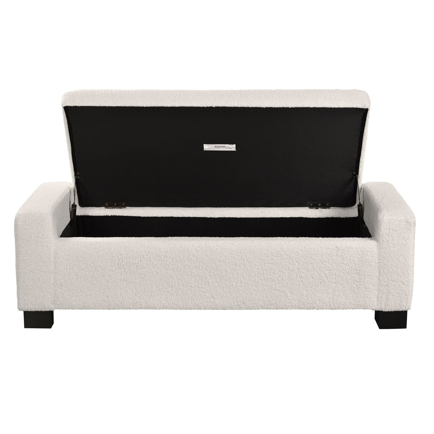 Textured Boucle Ottoman Bench With Hinged Lid For Seating And Storage - Beige Noble House